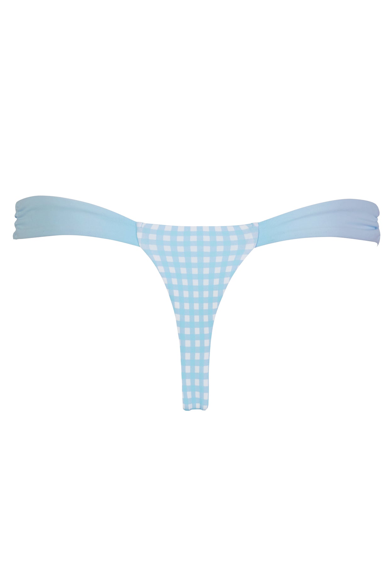 Thong Bikini Bottoms in Blue Gingham Print - 4
