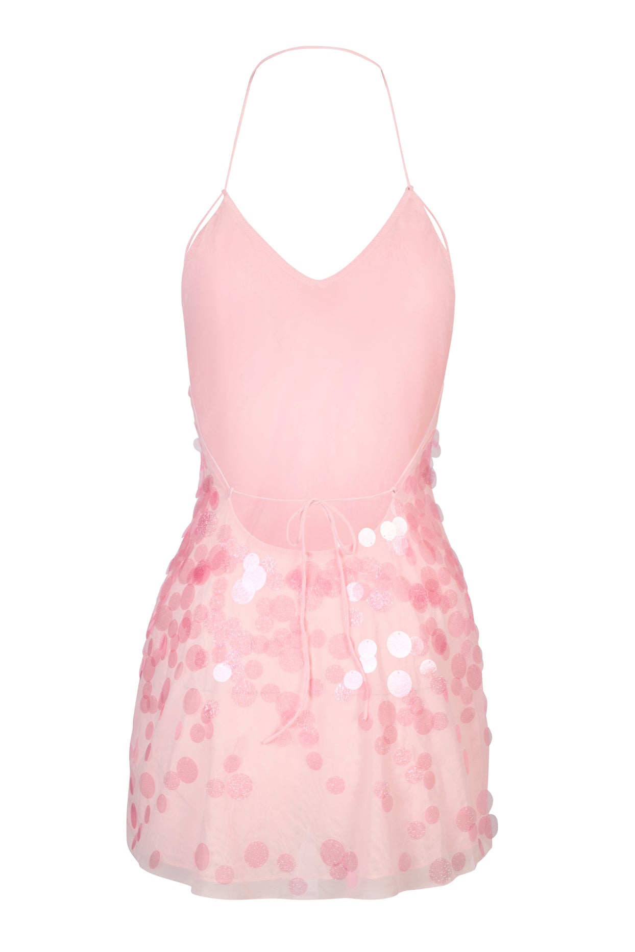 Embellished Mini Dress in Baby Pink - 6