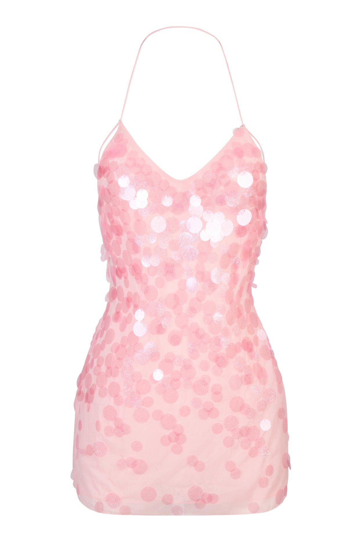 Embellished Mini Dress in Baby Pink - 5