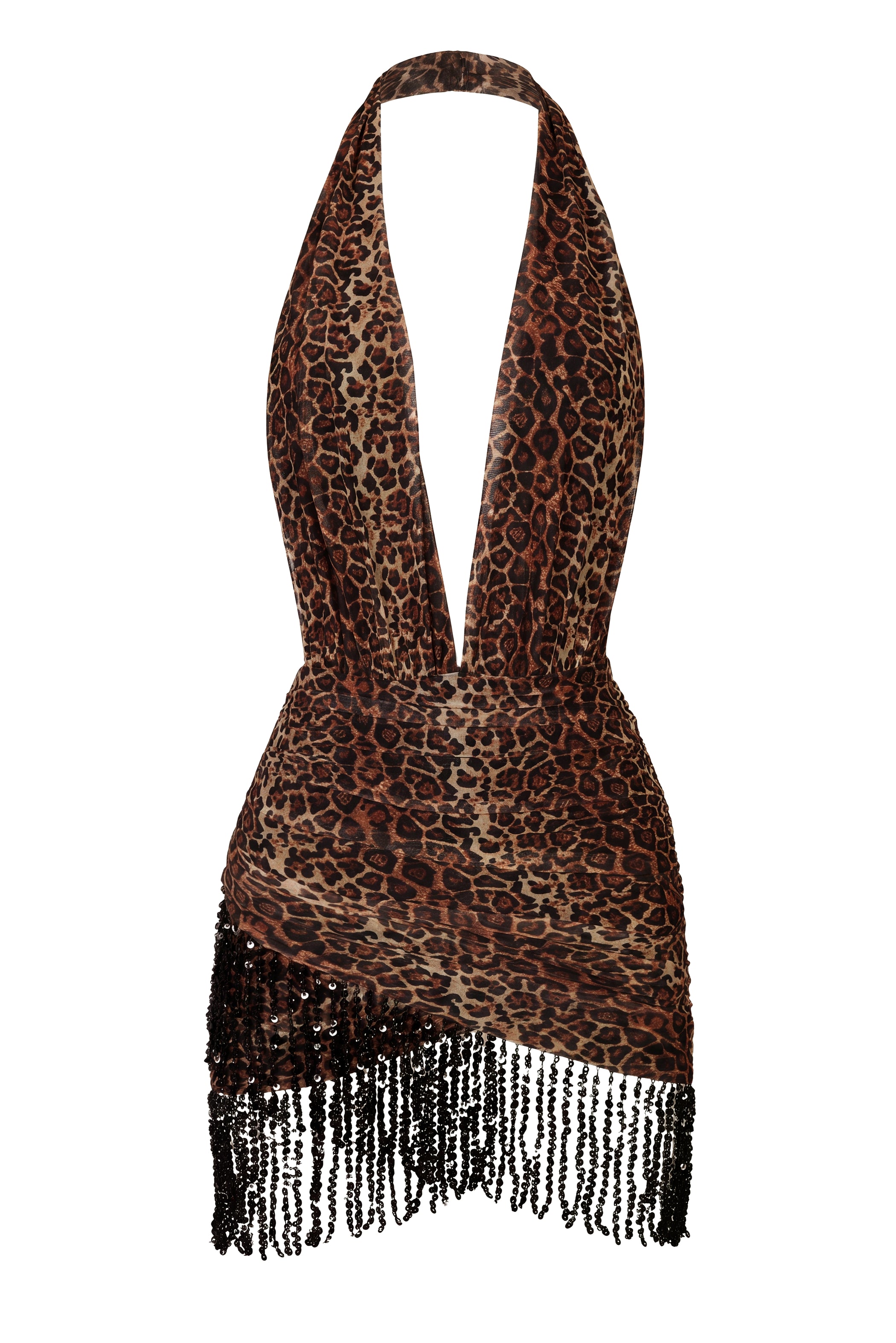 Halterneck Mini Dress in Leopard Print