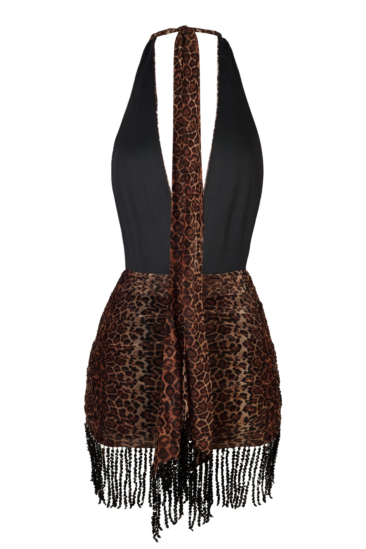 Halterneck Mini Dress in Leopard Print - 6