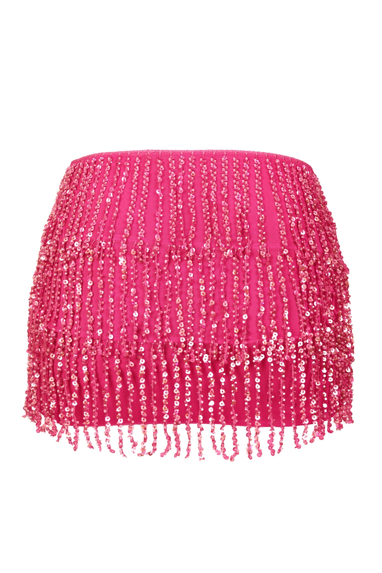 Fringed Low-Rise Mini Skirt in Raspberry - 5