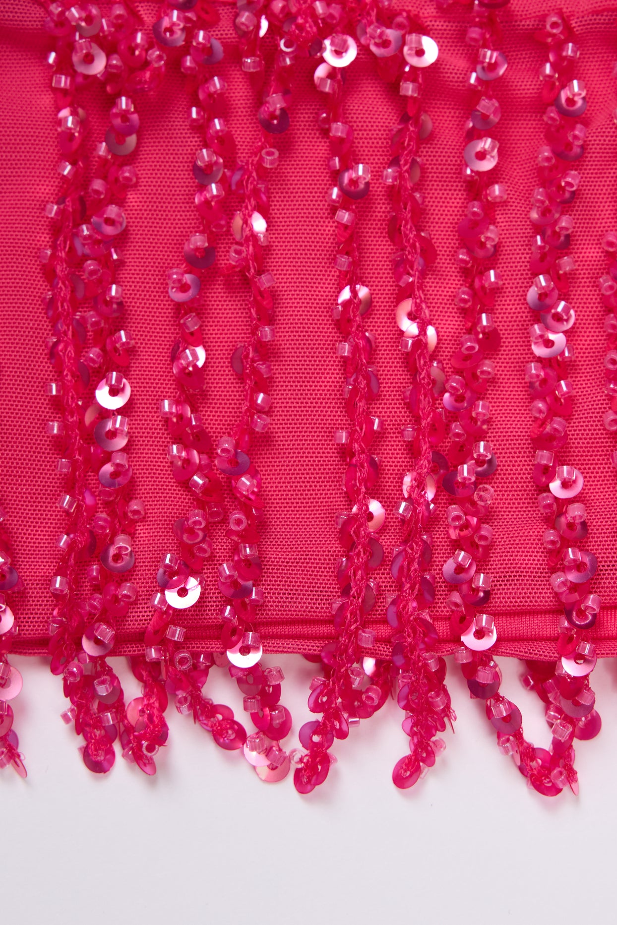Fringed Low-Rise Mini Skirt in Raspberry - 6
