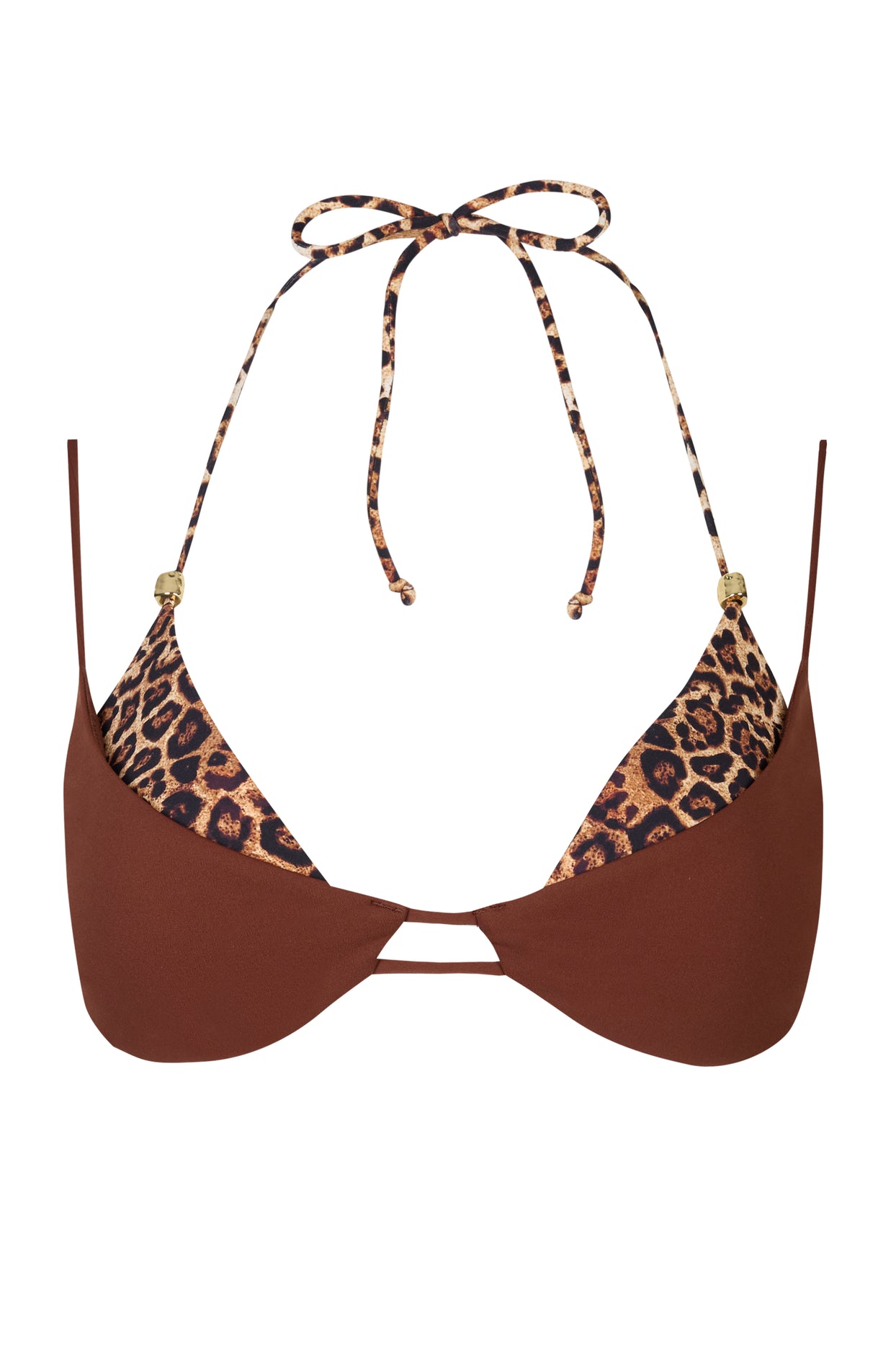 Layered Bikini Top in Brown Contrast - 4