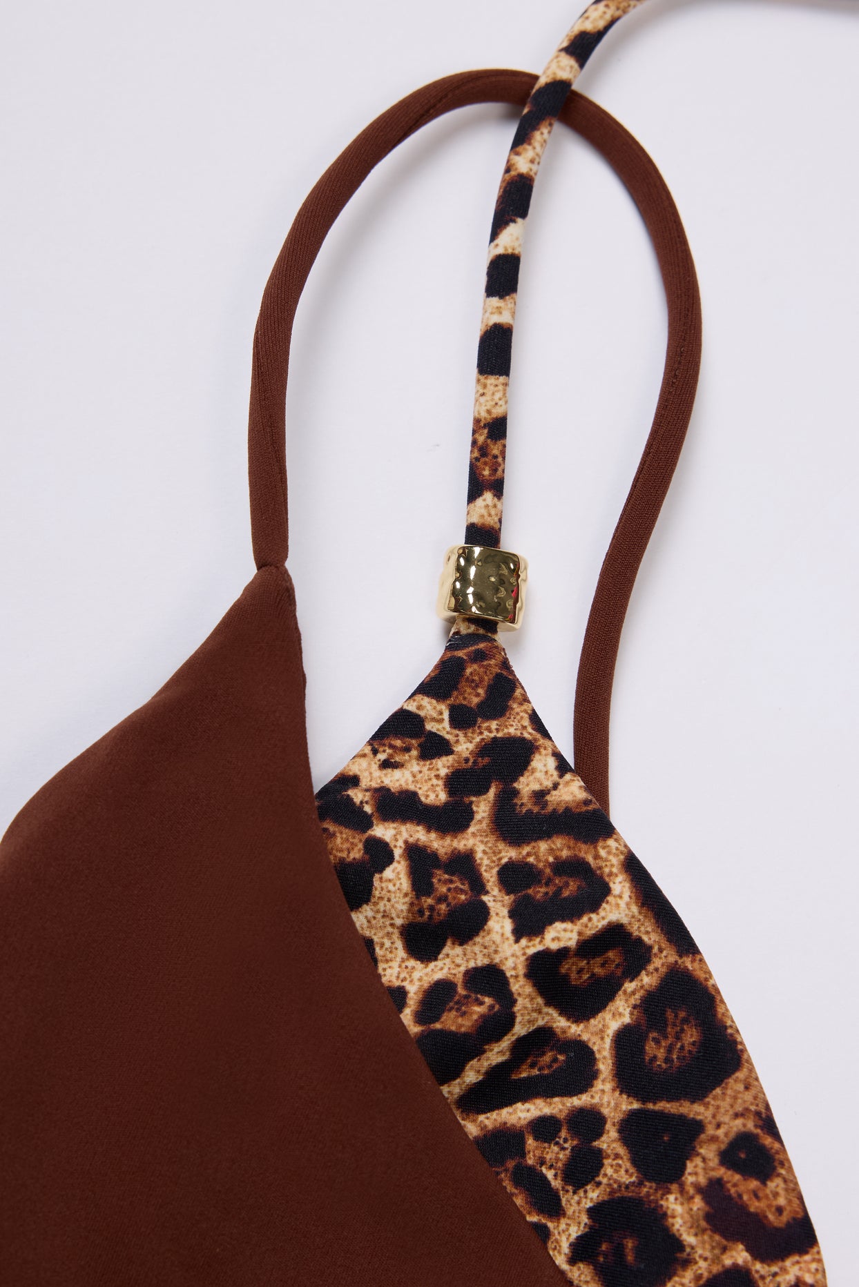 Layered Bikini Top in Brown Contrast - 6