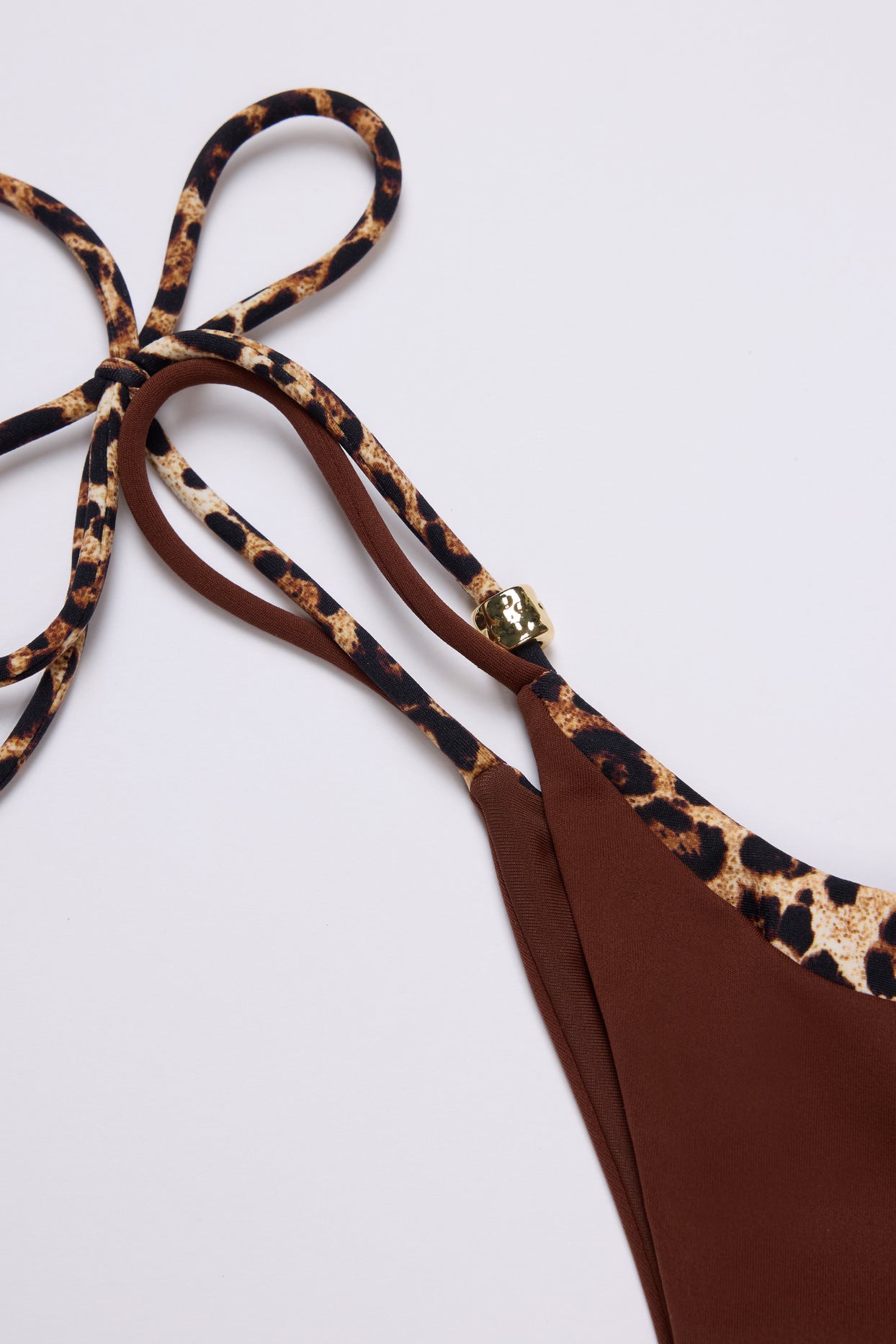 Tie-Side Thong Bikini Bottoms in Brown Contrast - 6