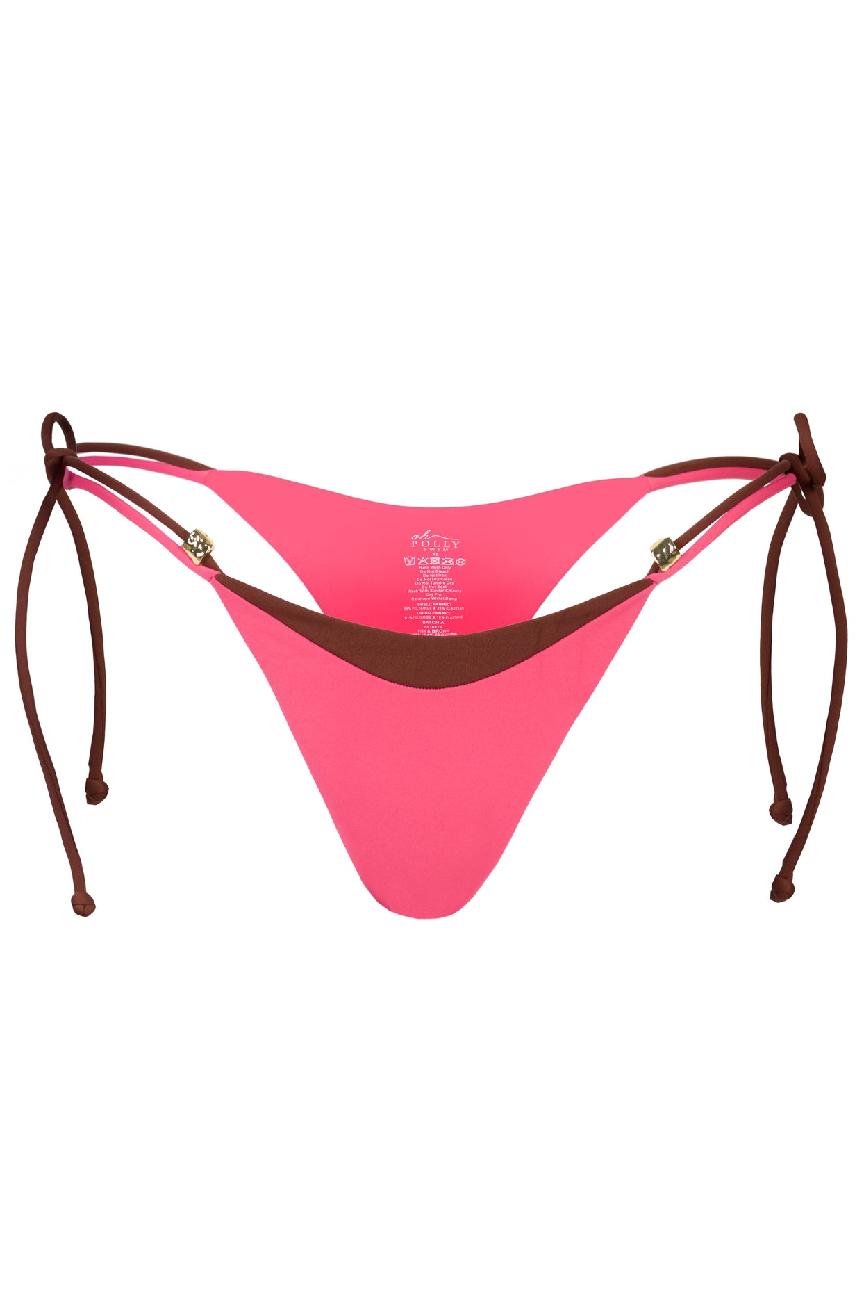 Tie-Side Thong Bikini Bottoms in Pink Contrast - 4