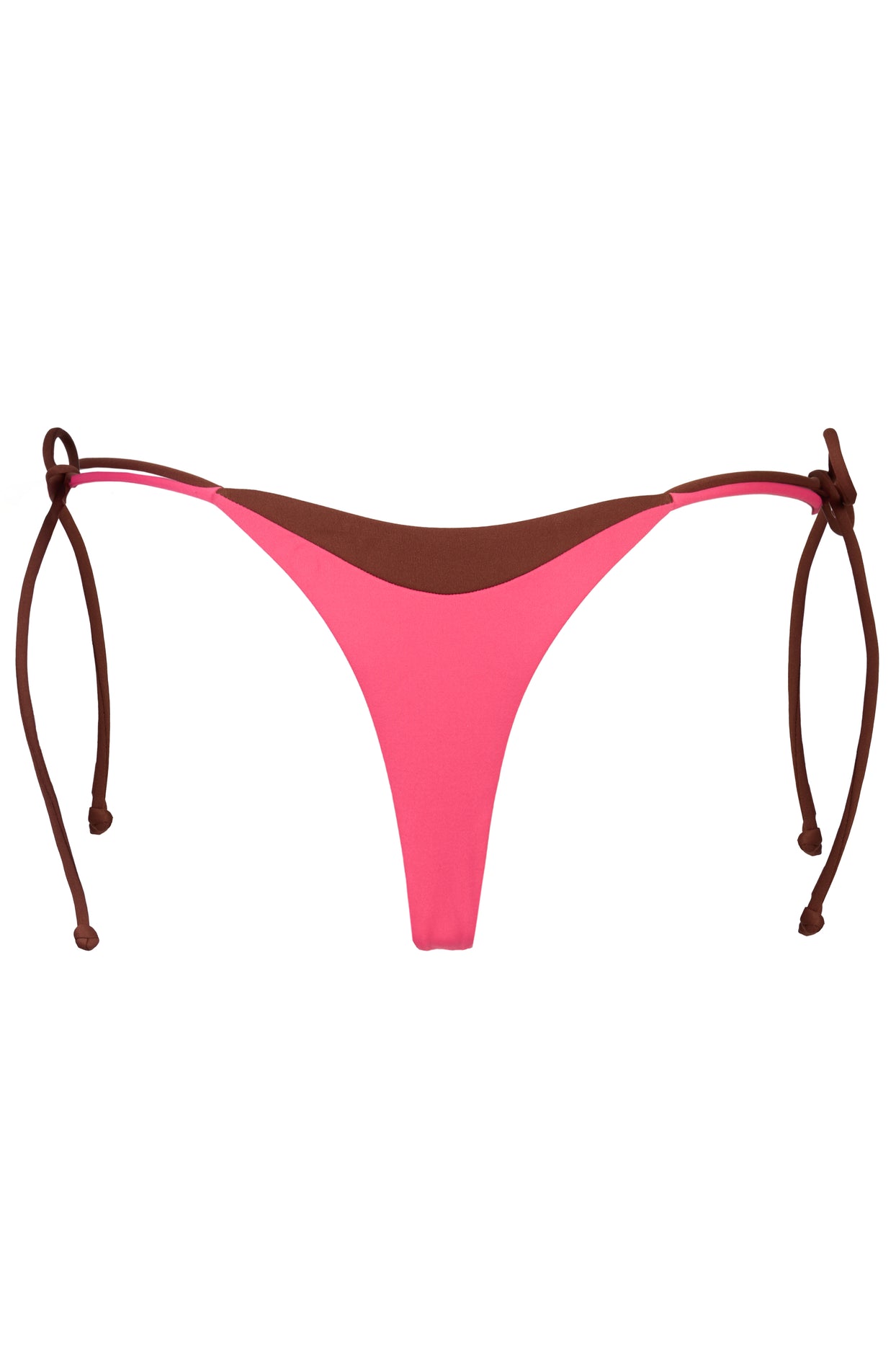 Tie-Side Thong Bikini Bottoms in Pink Contrast - 5