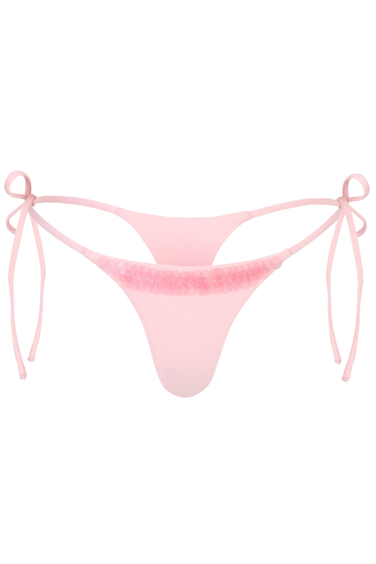 Side-Tie Thong Bikini Bottoms  in Baby Pink - 3