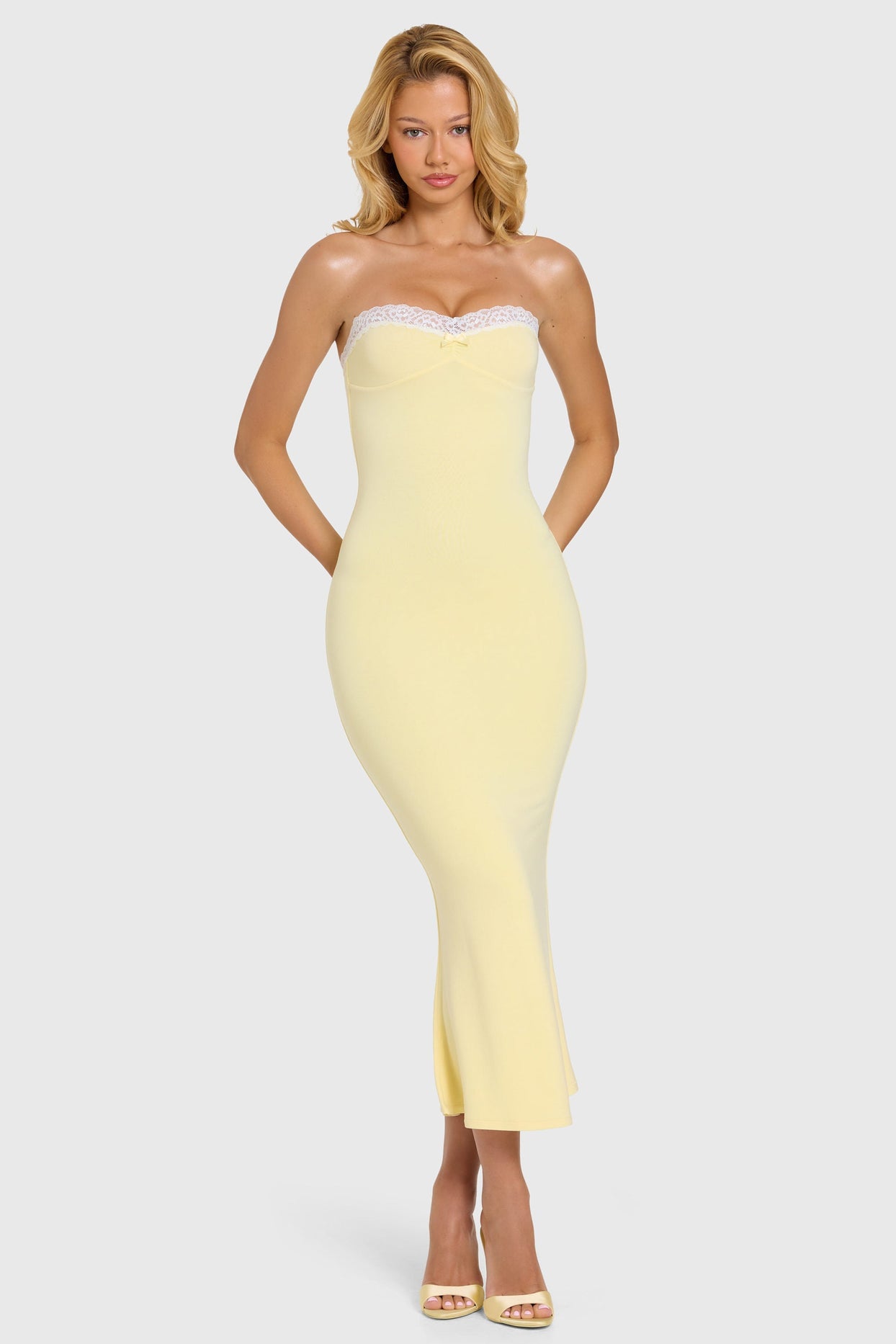 Modal Lace-Trim Midaxi Dress in Butter - 8