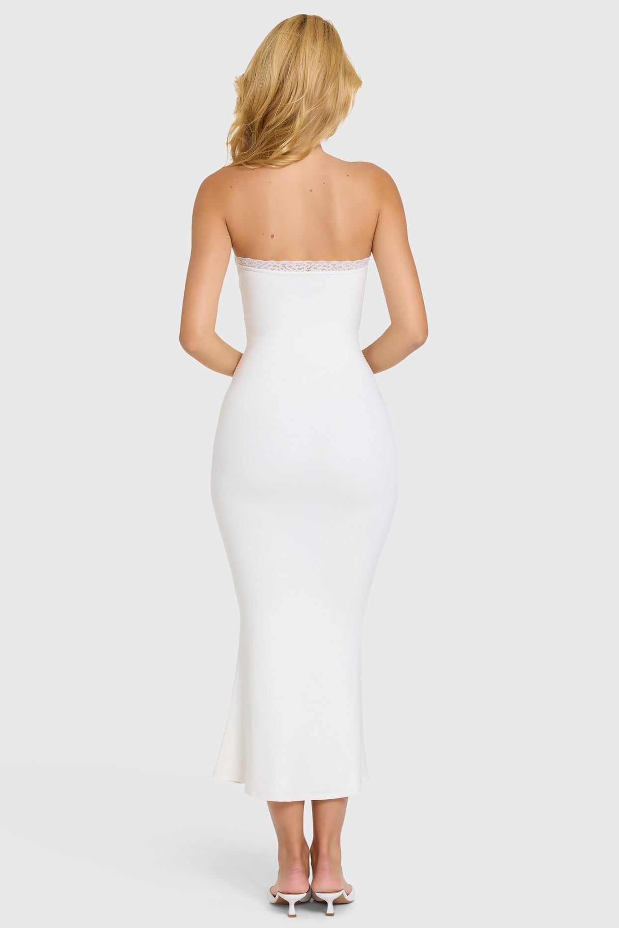 Modal Lace-Trim Midaxi Dress in Coconut - 6