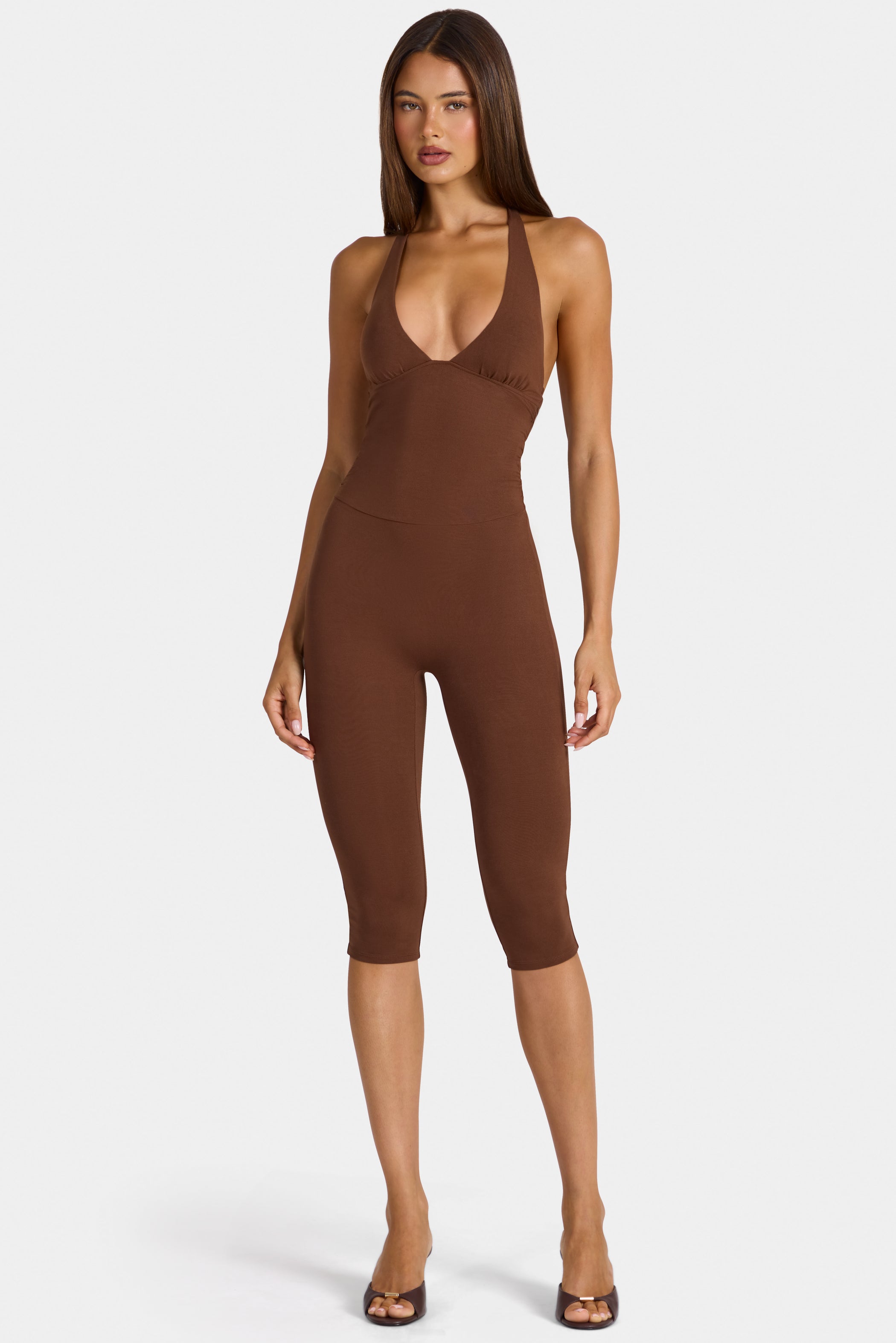 Modal Capri Jumpsuit in Cocoa Brown