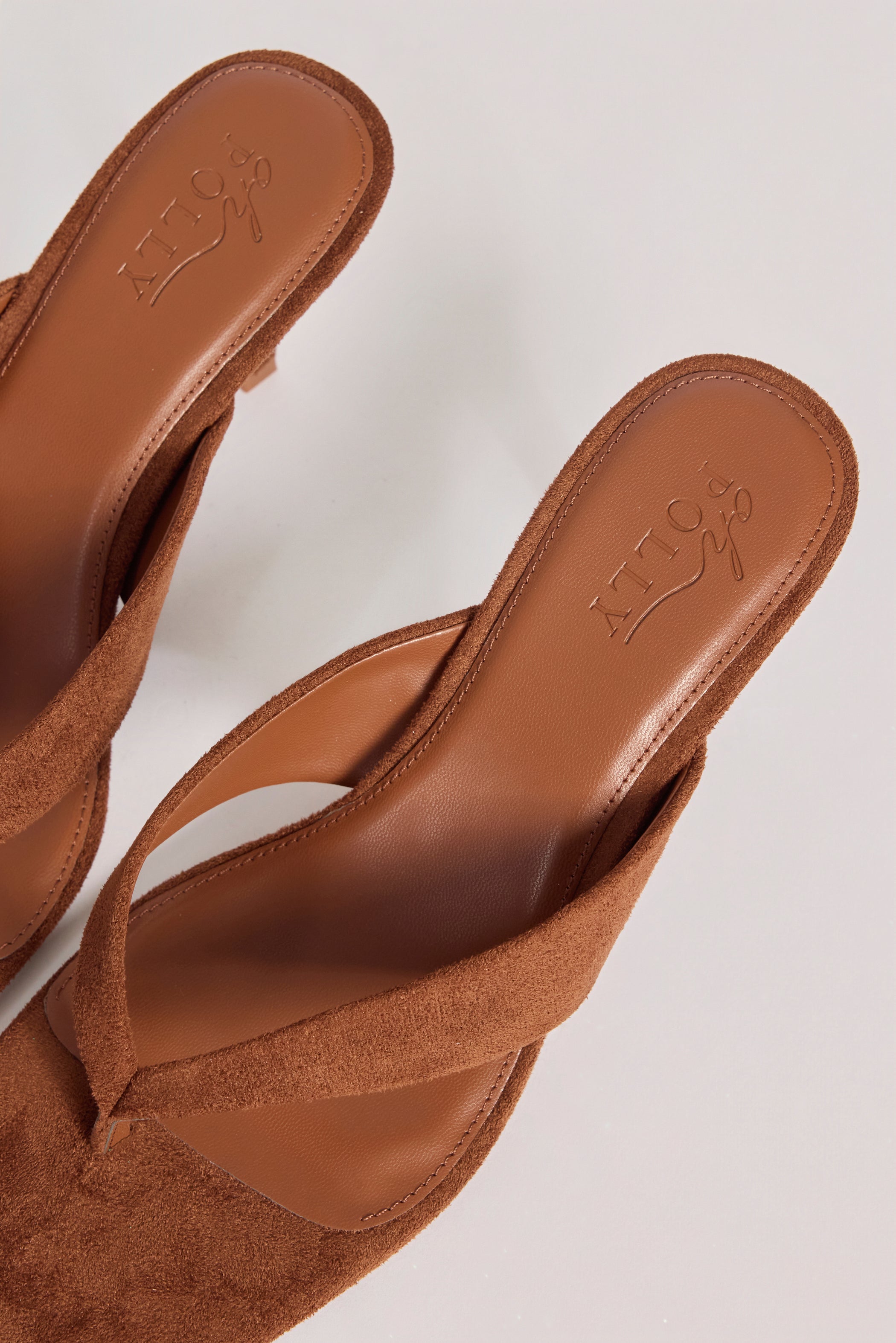 Heeled Thong Sandals  in Cocoa Brown