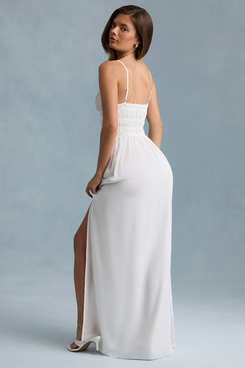 Shirred Camisole Maxi Dress in White - 2