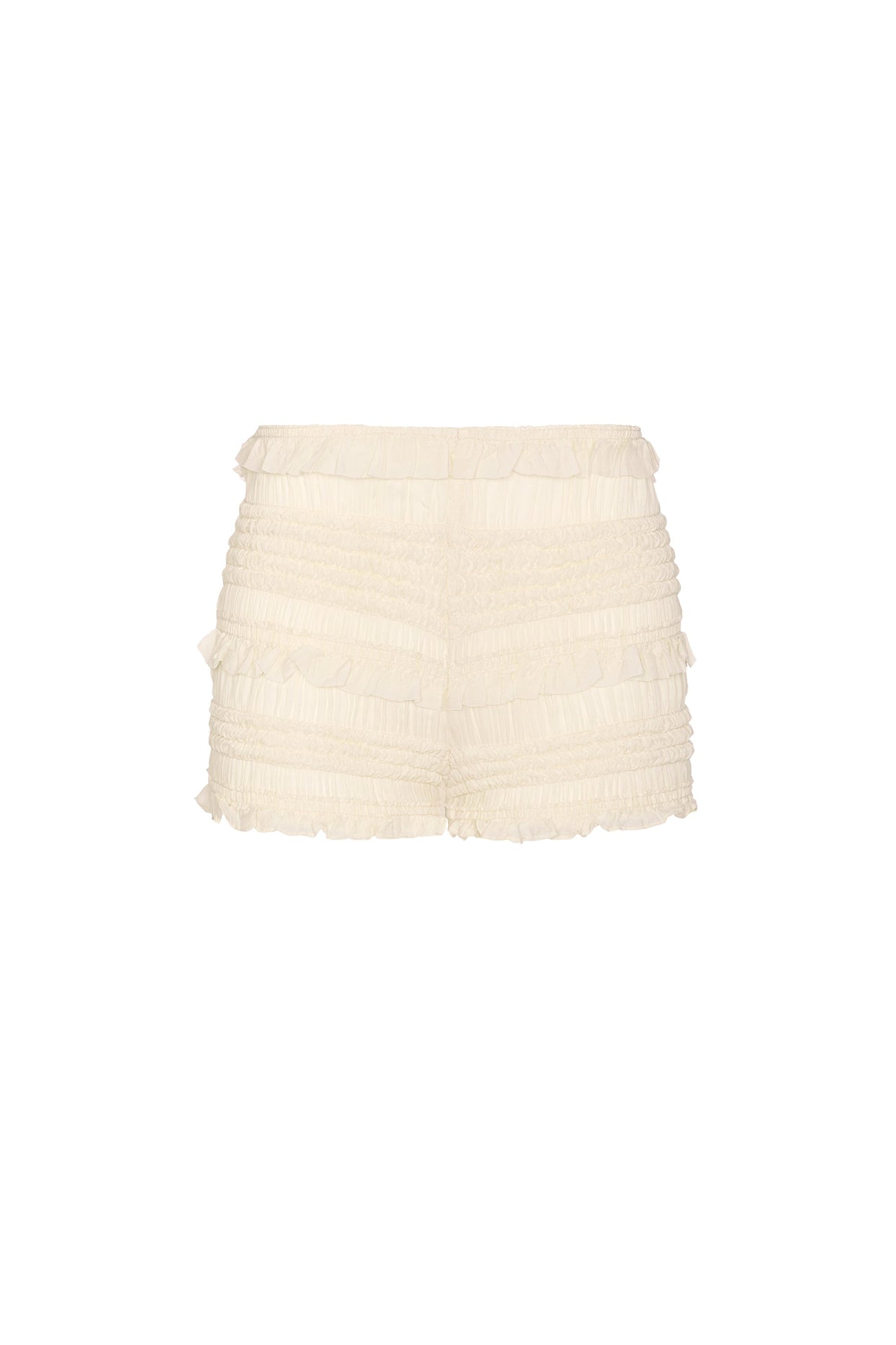 Ruffled Mid-Rise Shorts in Ivory