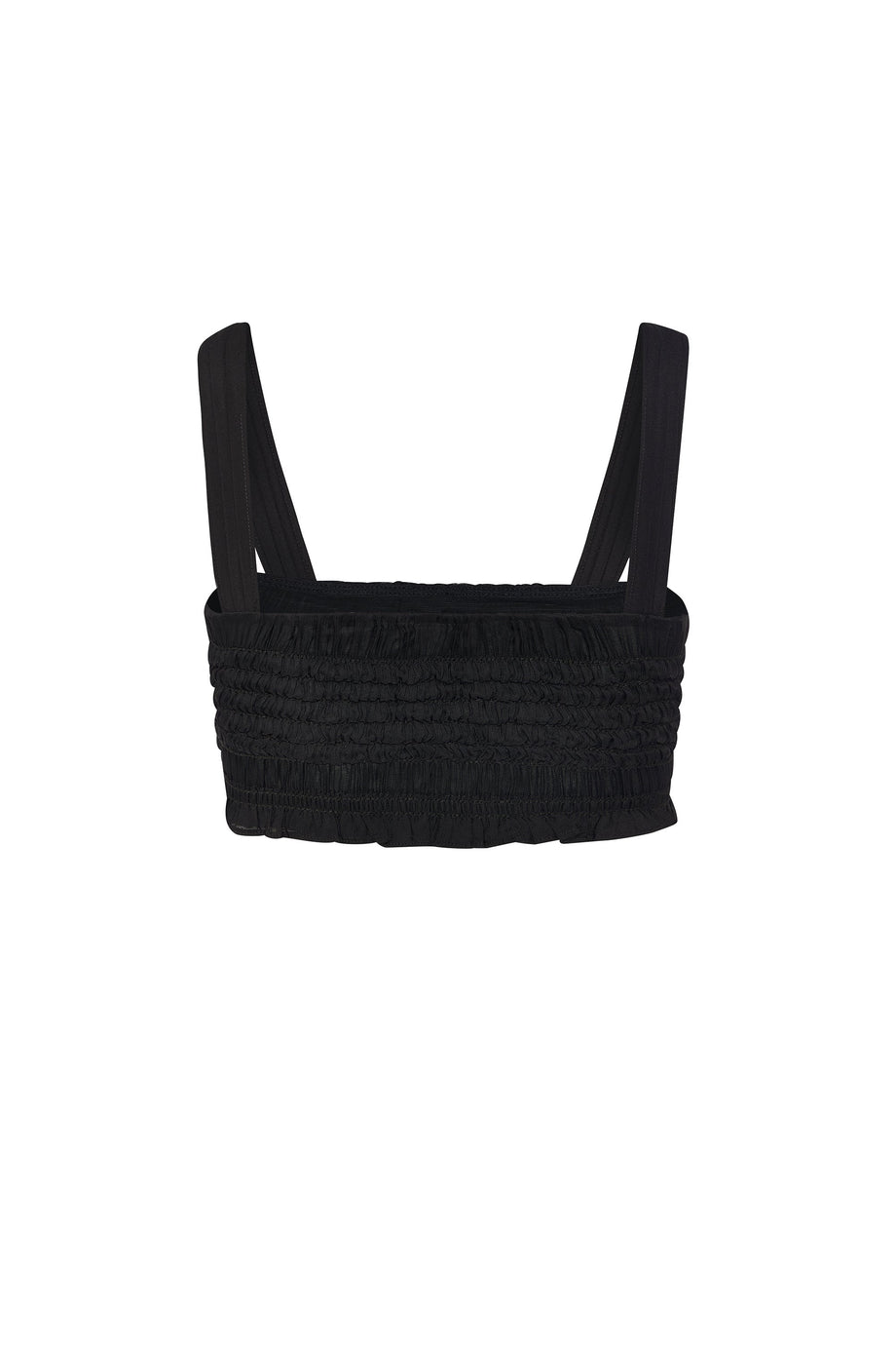 Ruffled Tie-Front Crop Top in Black