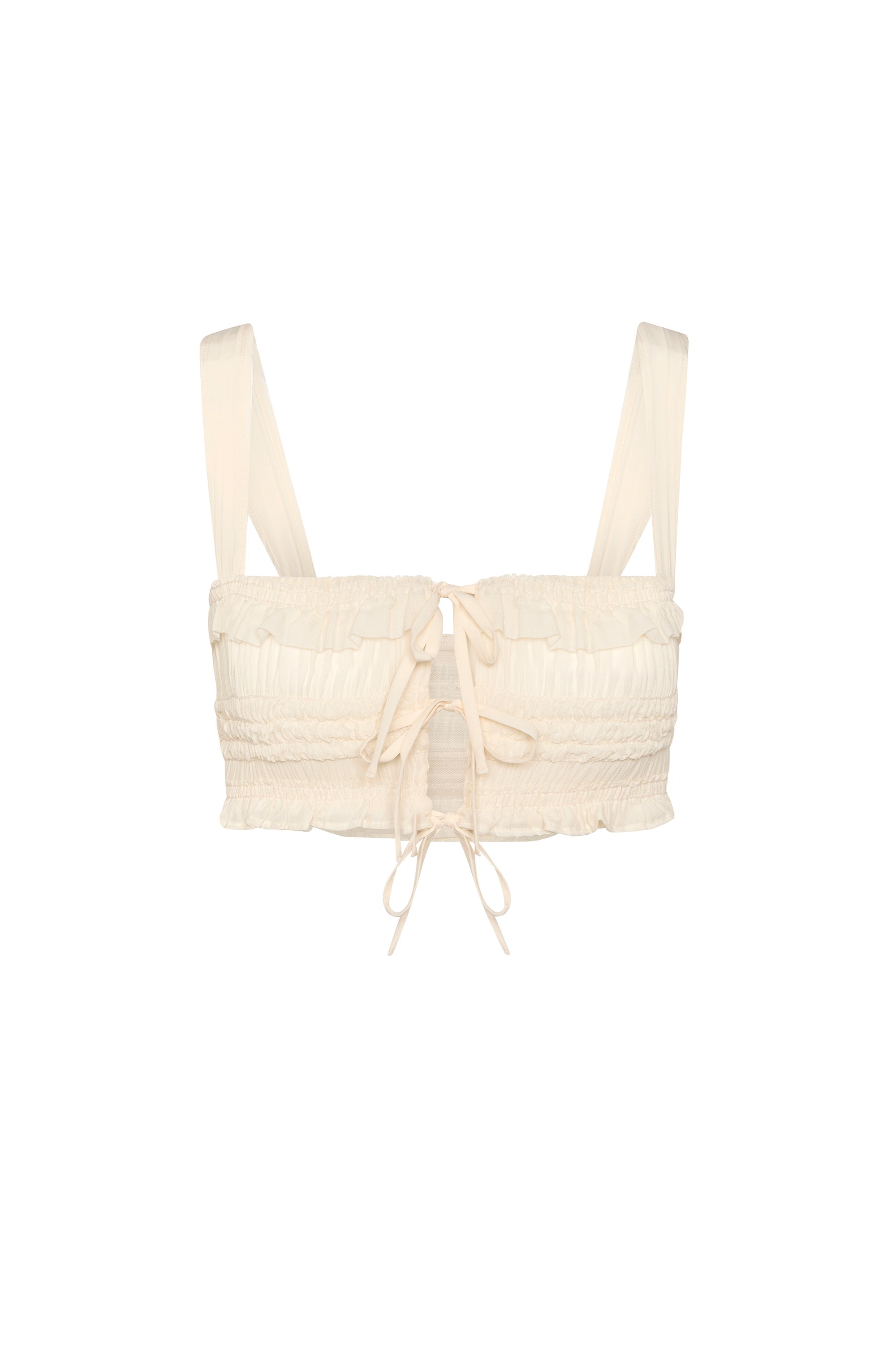 Ruffled Tie-Front Crop Top in Ivory