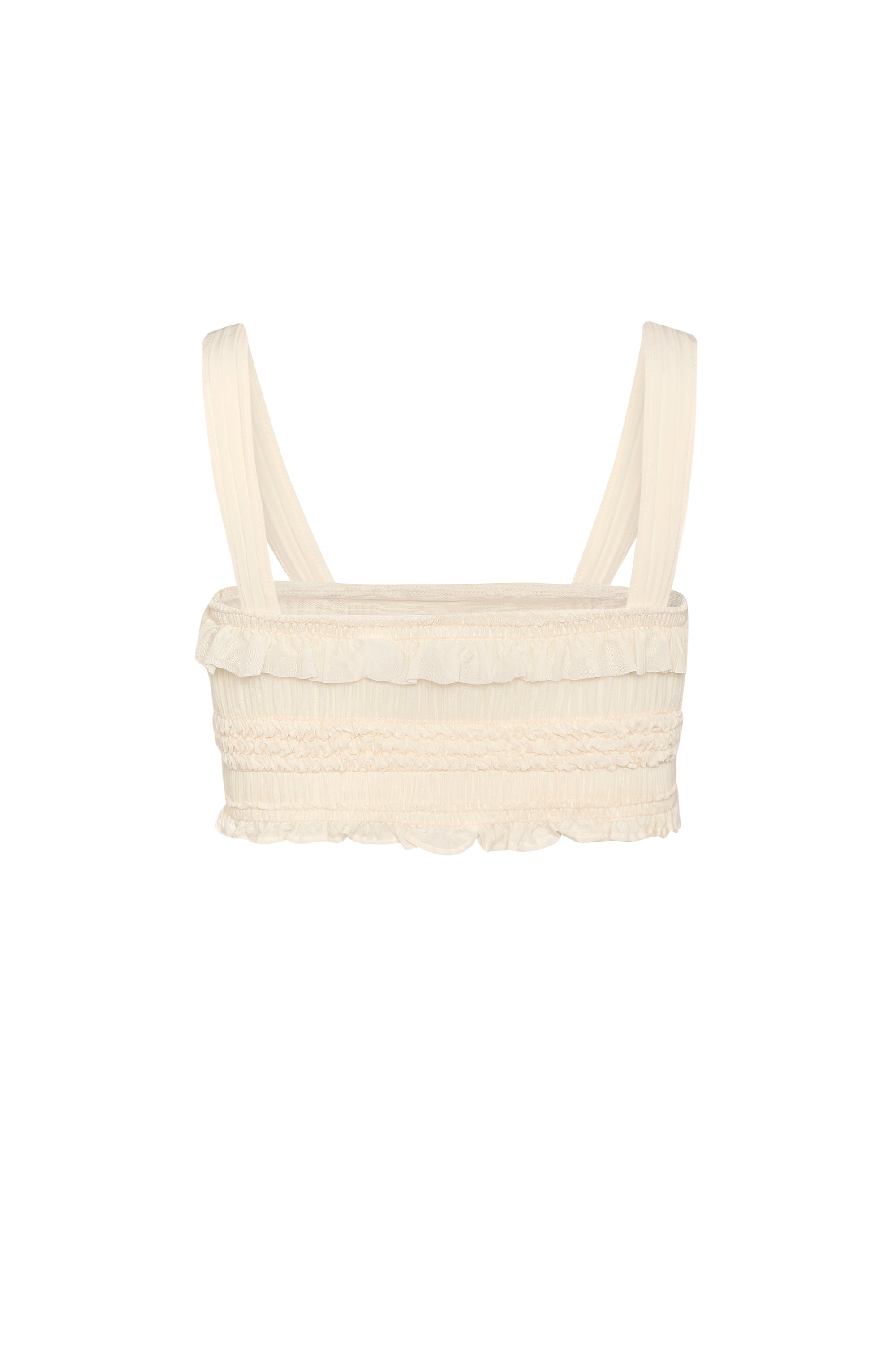 Ruffled Tie-Front Crop Top in Ivory