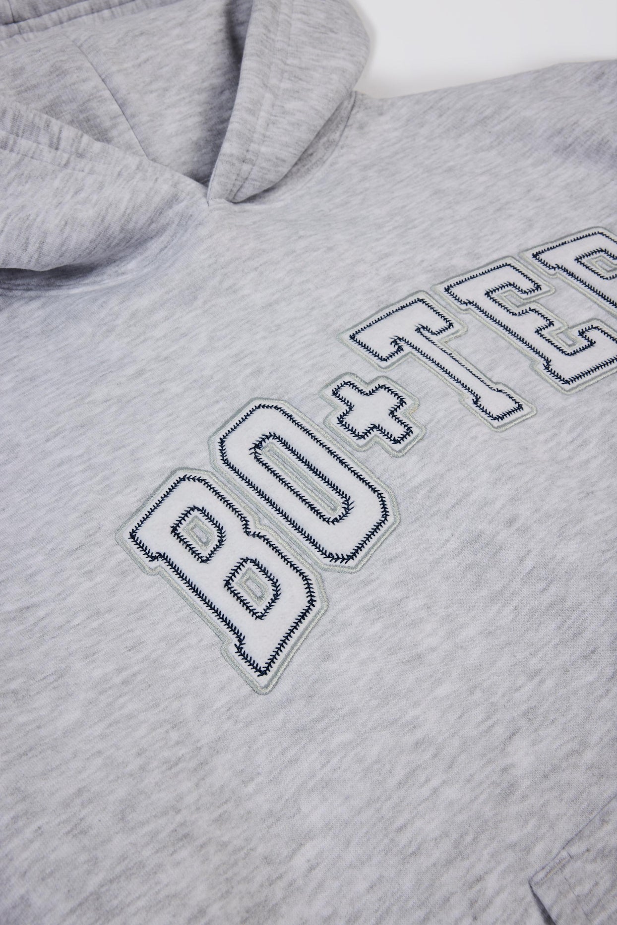 Oversized Appliqué Hoodie in Grey Marl