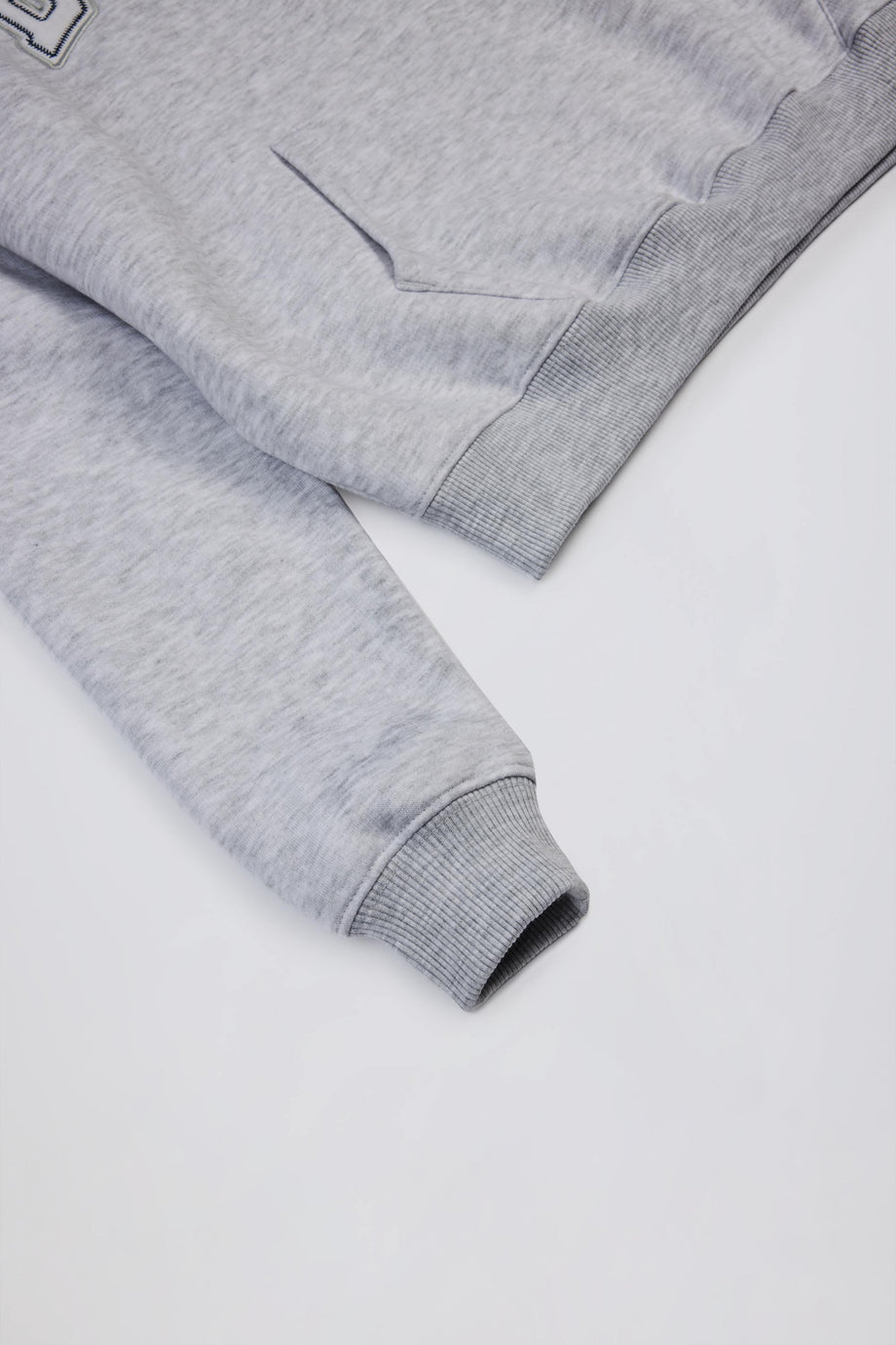 Oversized Appliqué Hoodie in Grey Marl