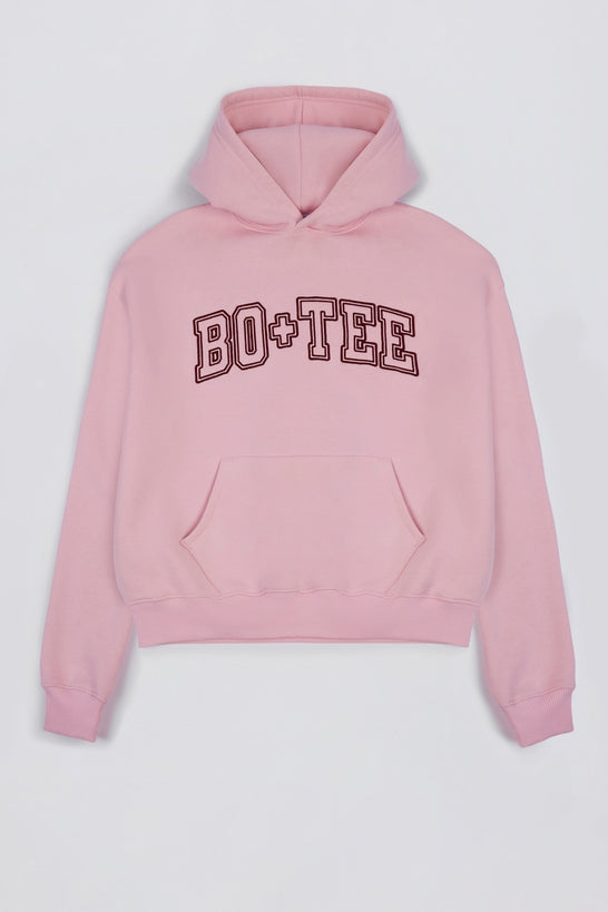 Oversized Appliqué Hoodie in Powder Pink