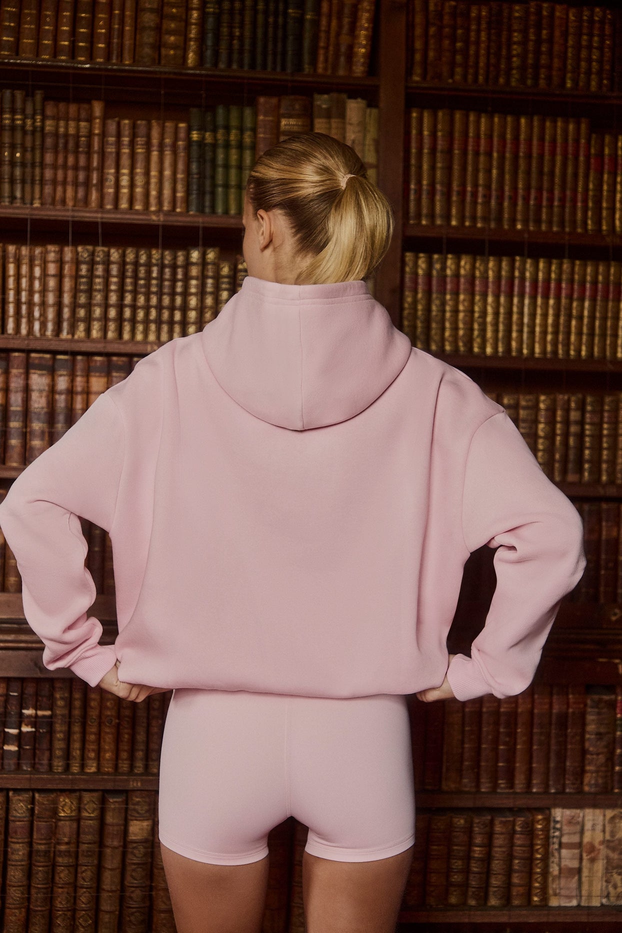 Oversized Appliqué Hoodie in Powder Pink