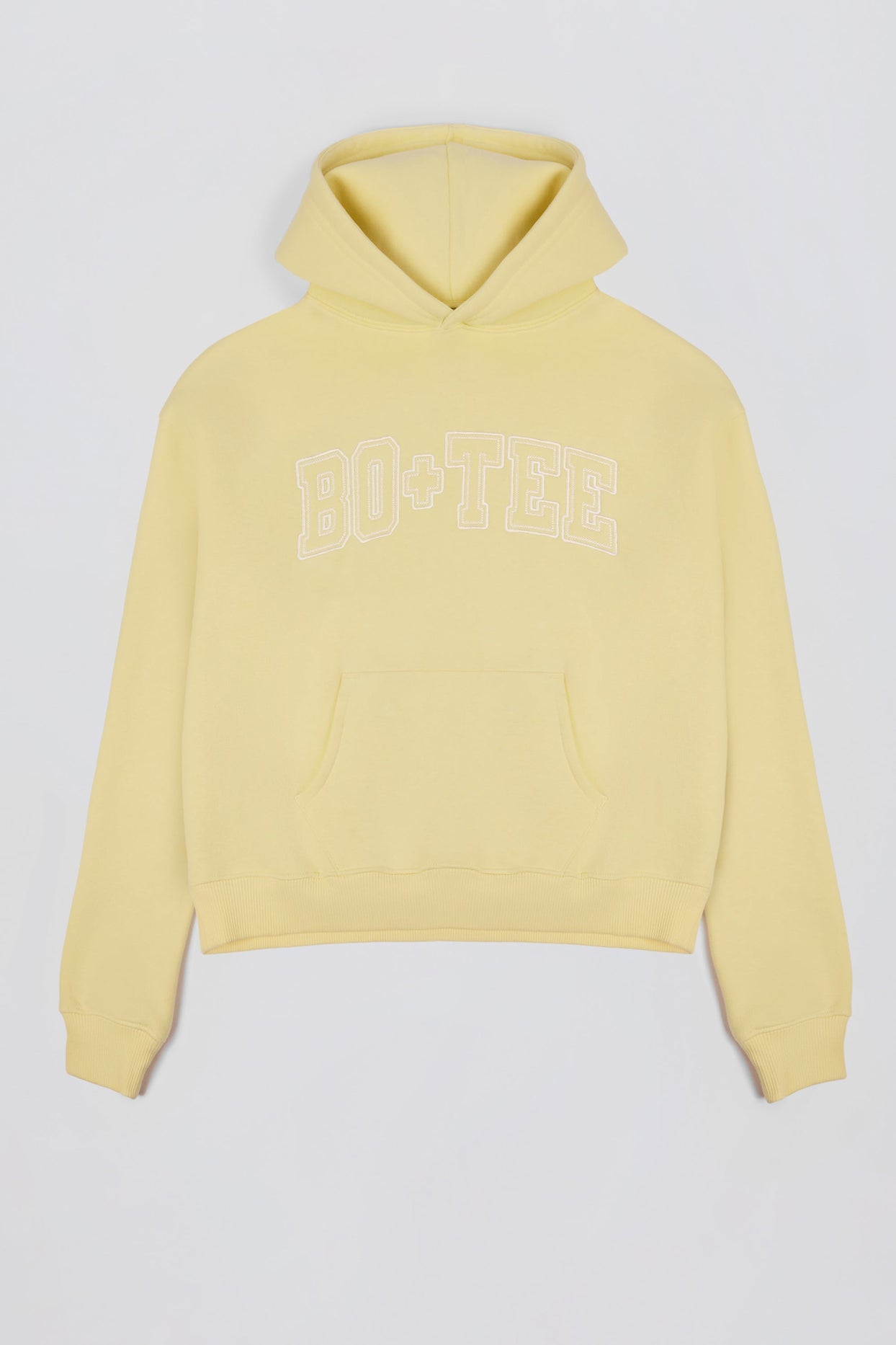 Oversized Appliqué Hoodie in Soft Yellow