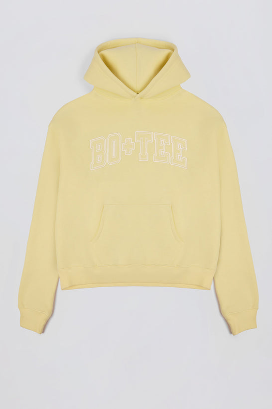 Oversized Appliqué Hoodie in Soft Yellow