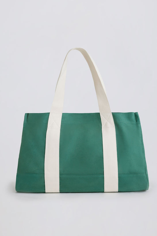Oversized Canvas Tote Bag in Green