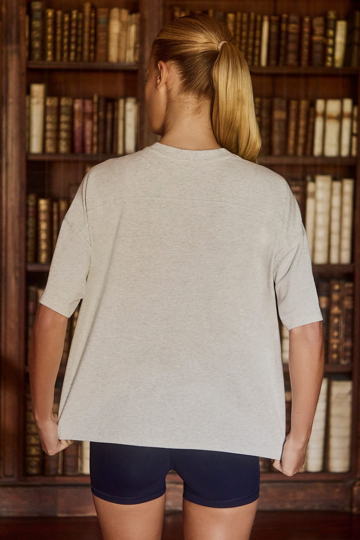 Oversized Cotton-Jersey T-Shirt in Grey Marl