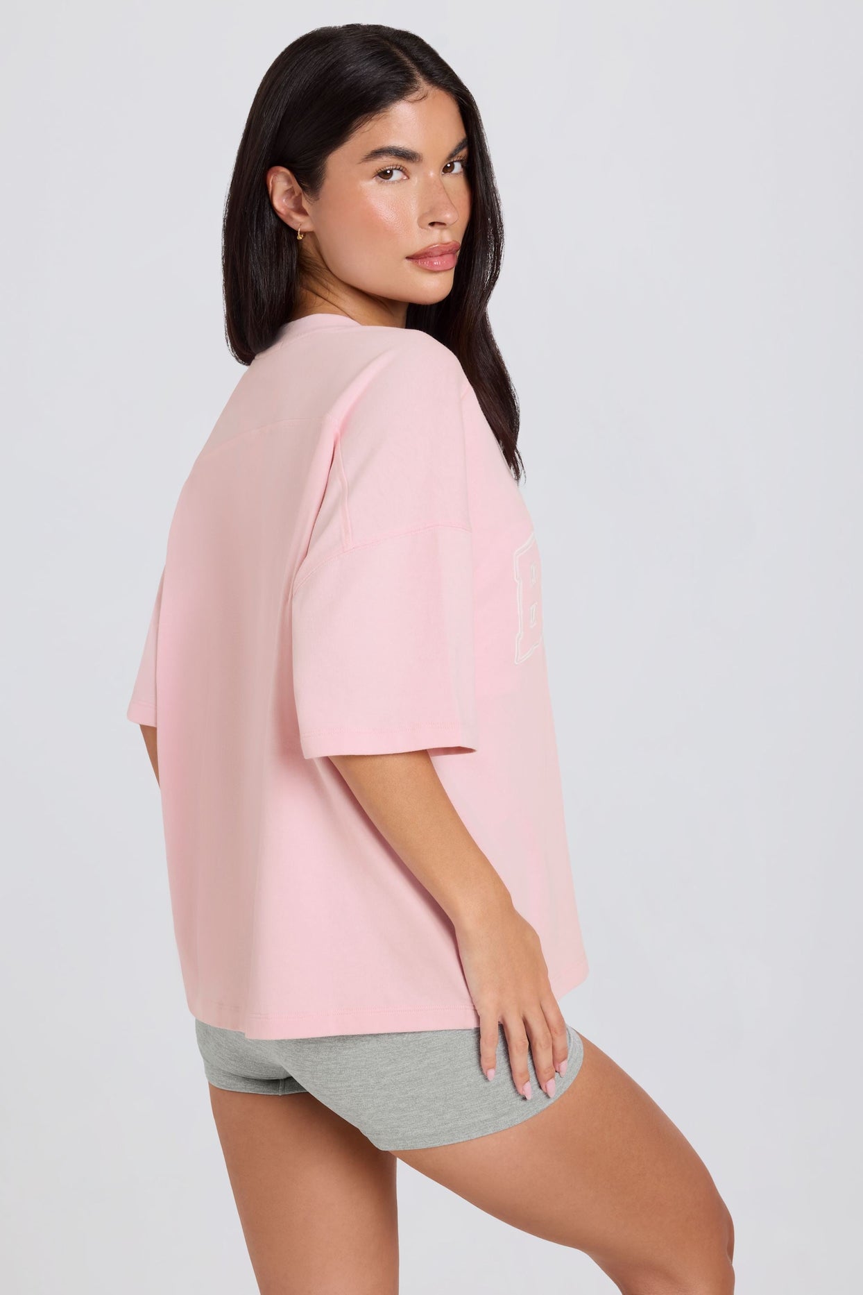 Oversized Cotton-Jersey T-Shirt in Powder Pink