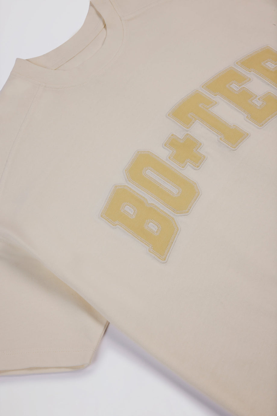 تي شيرت قطني جيرسي كبير الحجم باللون الأبيض