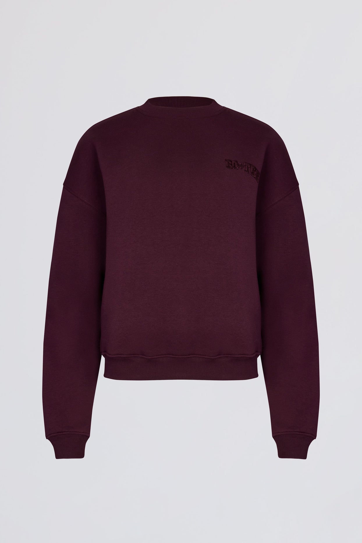 Oversized Crew-Neck Sweatshirt in Burgundy