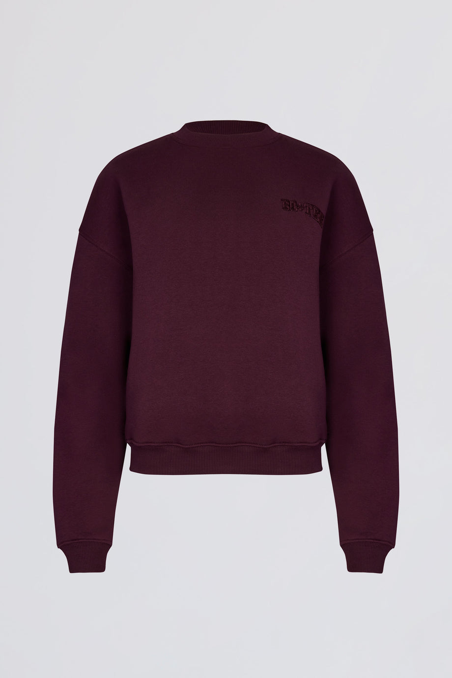 Oversized Crew-Neck Sweatshirt in Burgundy