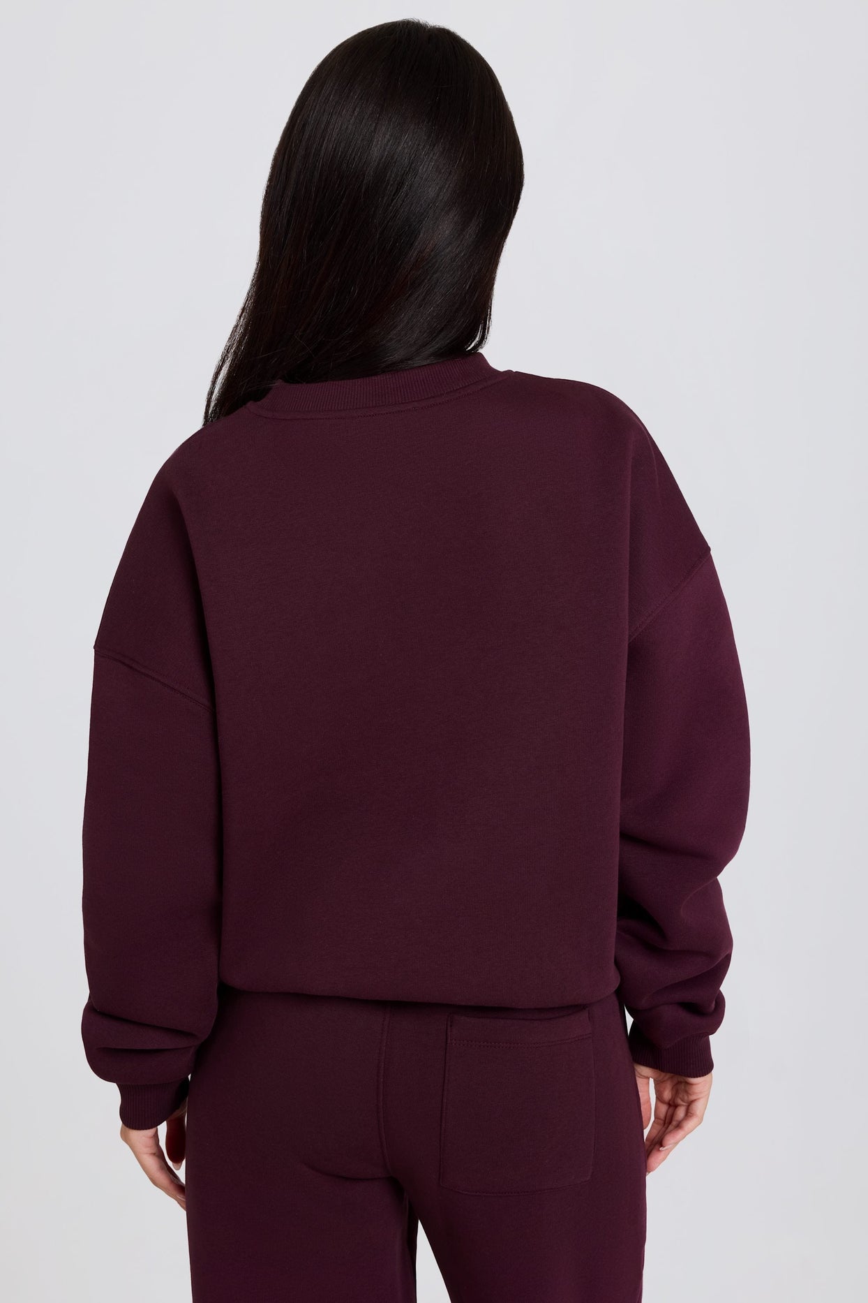 Oversized Crew-Neck Sweatshirt in Burgundy