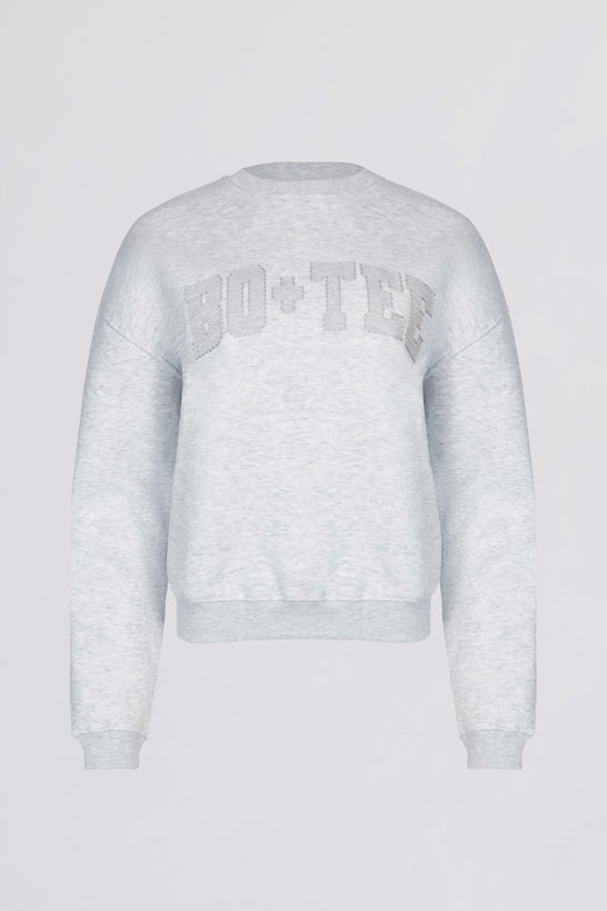 Oversized Crew-Neck Sweatshirt in Grey Marl