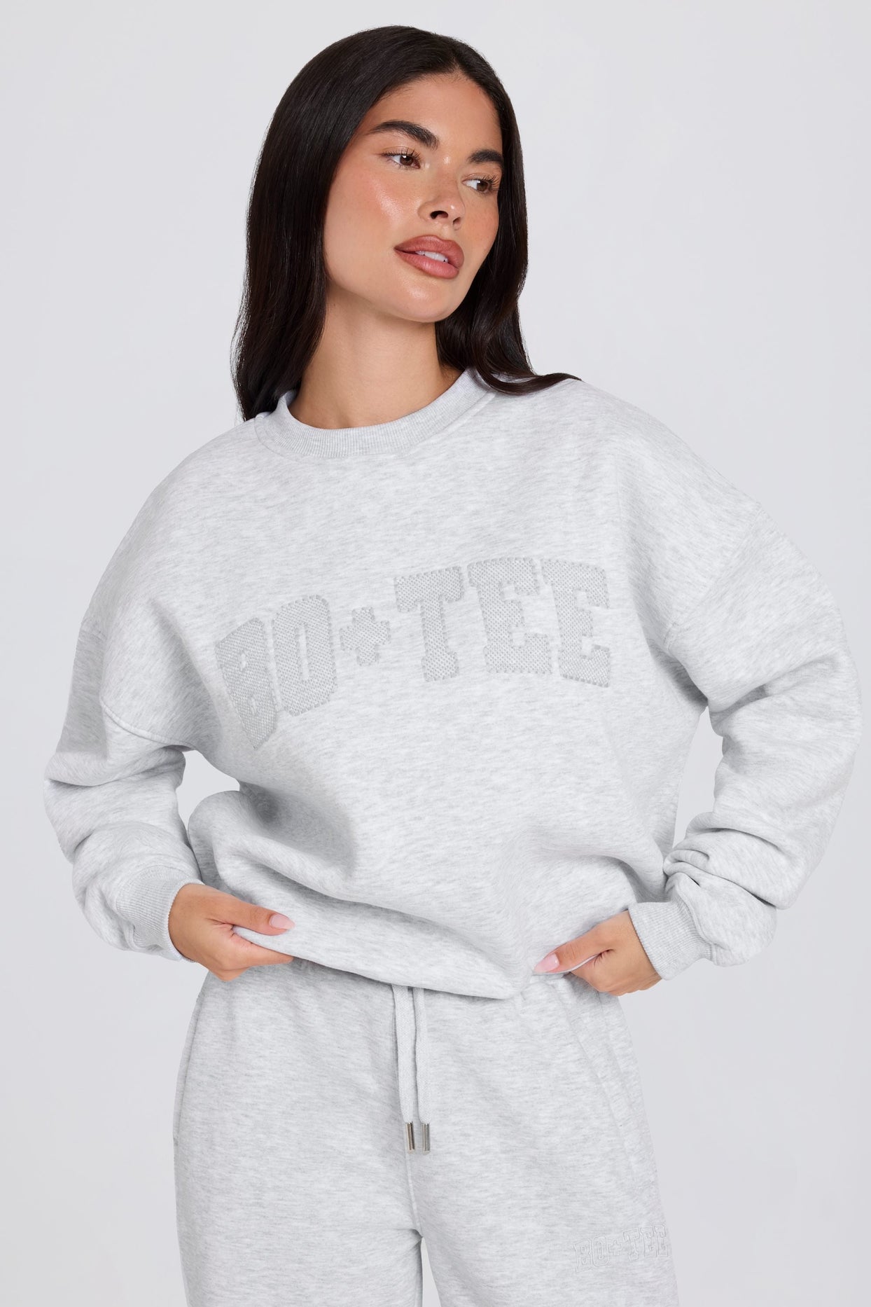 Oversized Crew-Neck Sweatshirt in Grey Marl