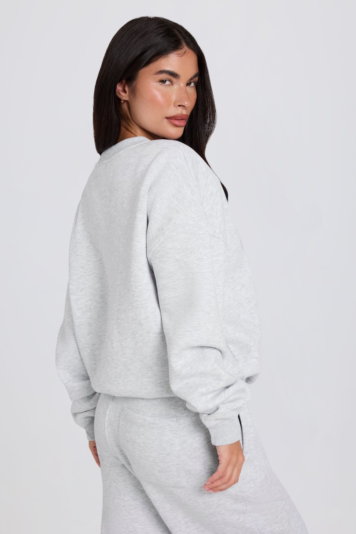 Oversized Crew-Neck Sweatshirt in Grey Marl