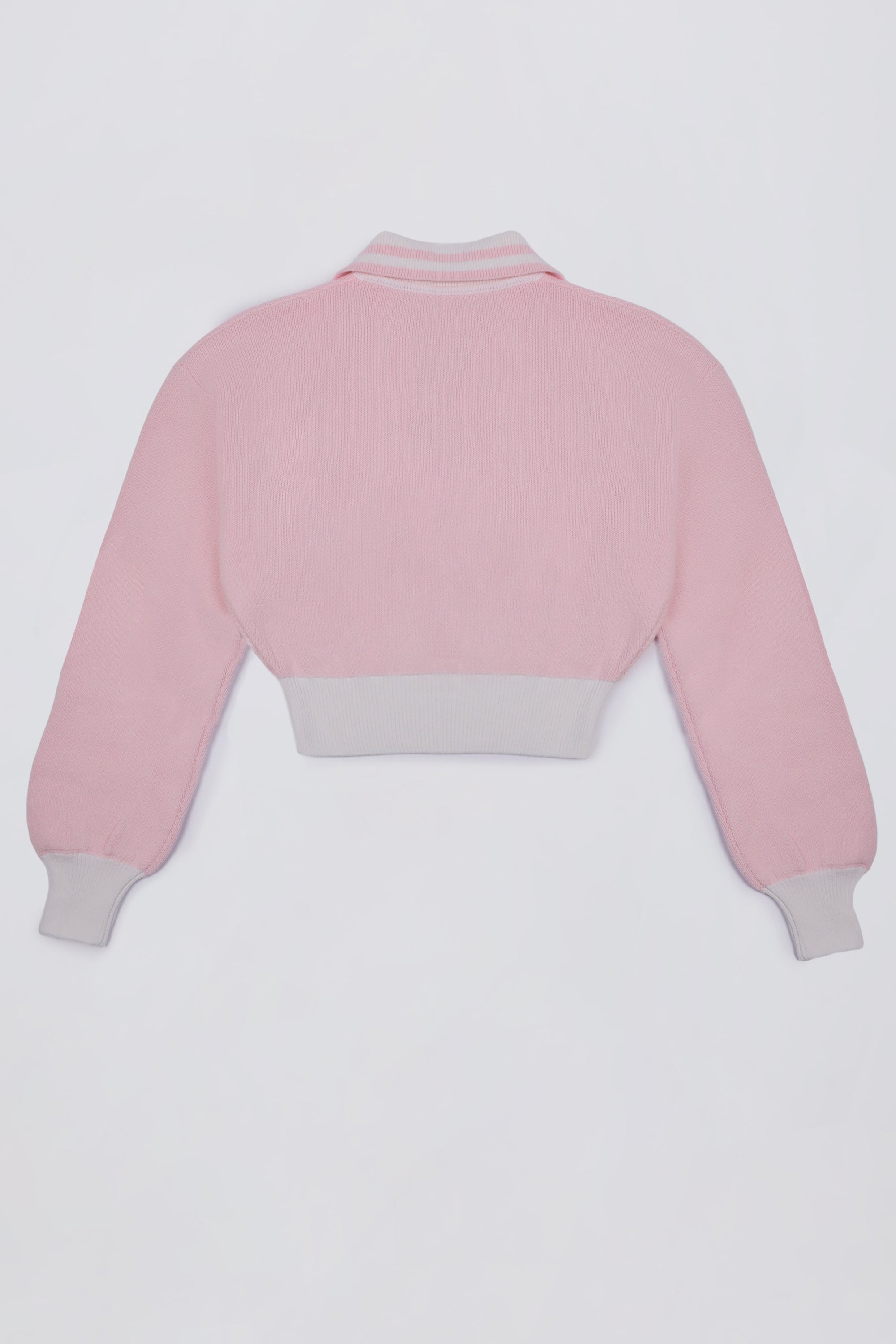 Cotton Jersey Oversized V-Neck Jumper in Powder Pink