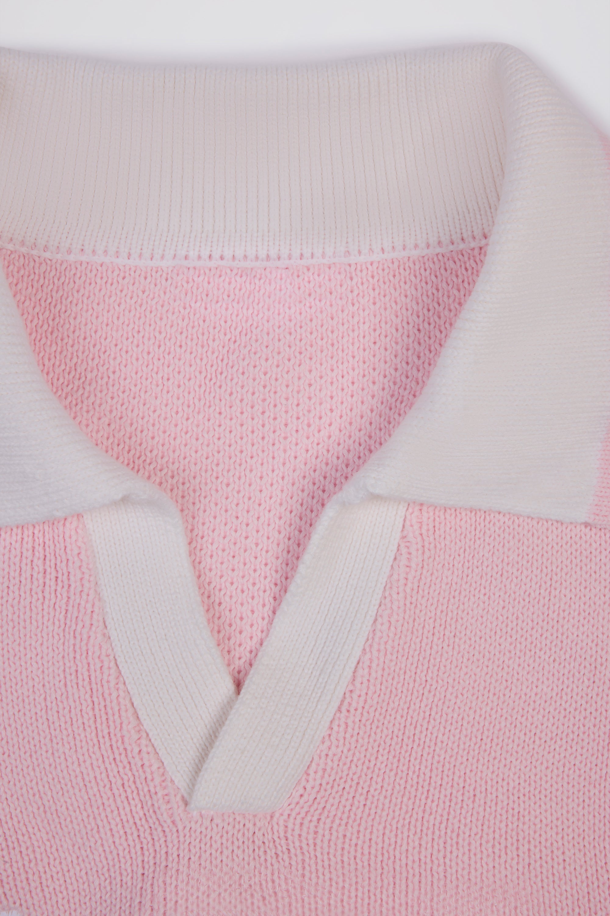 Cotton Jersey Oversized V-Neck Jumper in Powder Pink