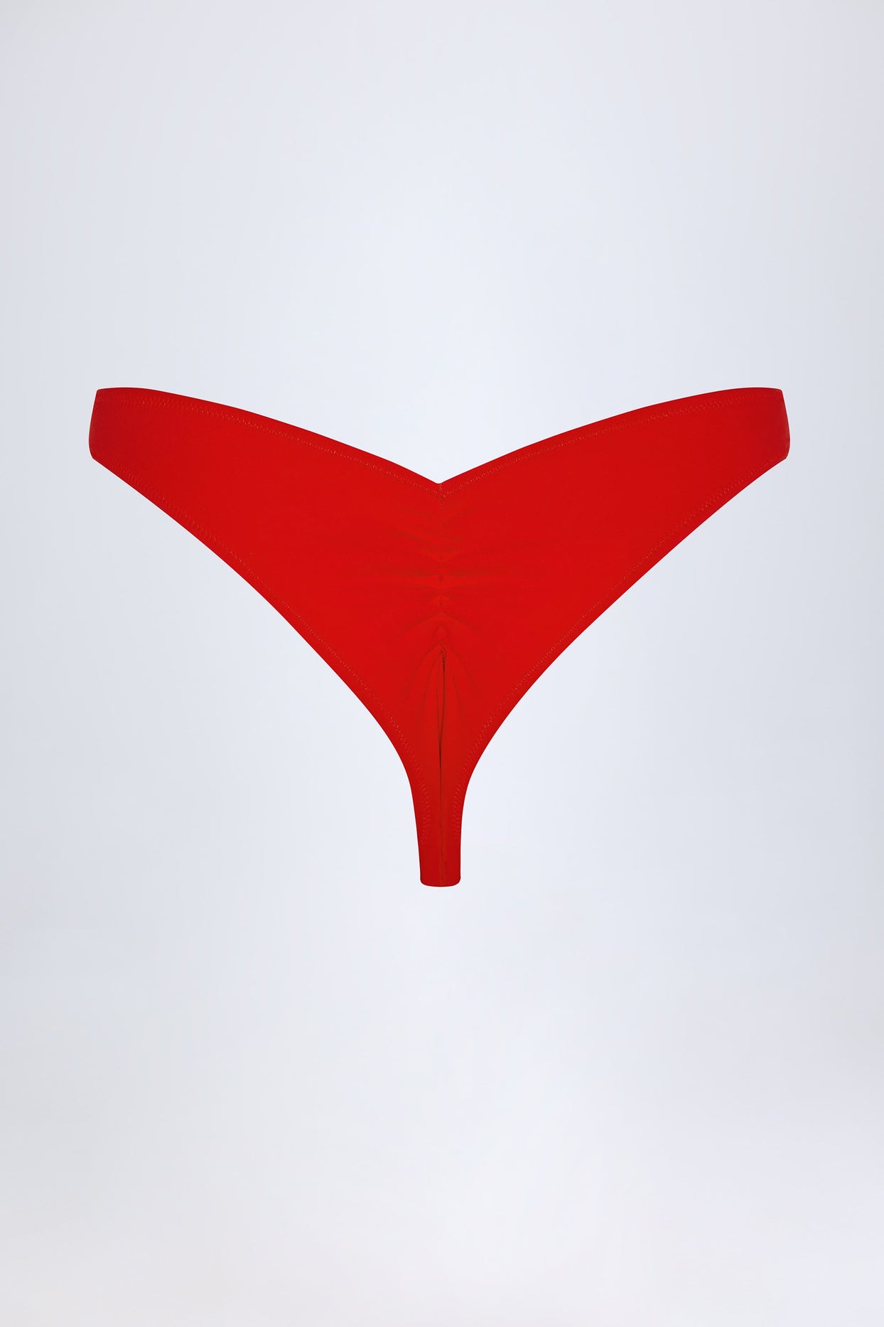 Ruched Cheeky Bikini Bottoms in Fiery Red