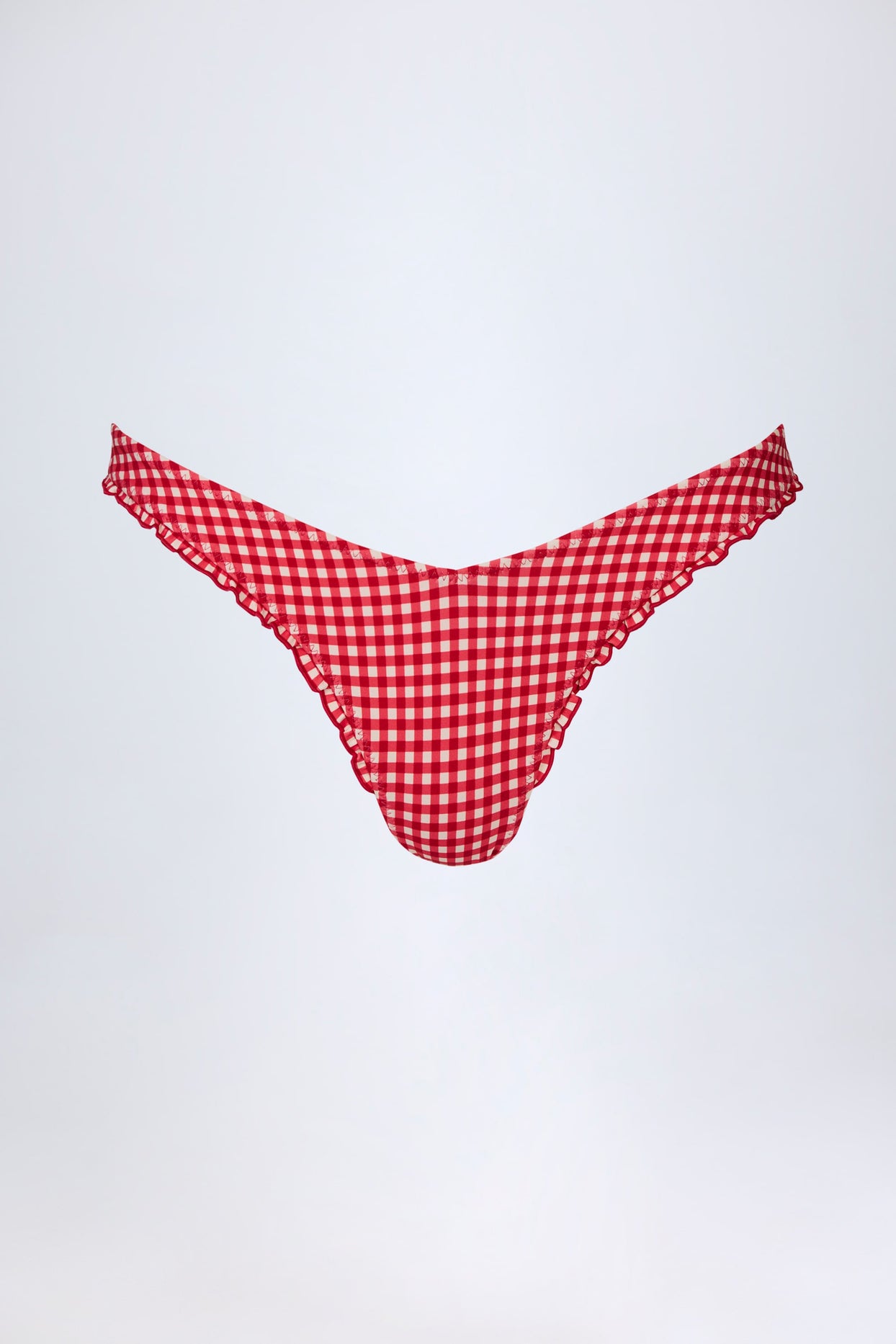 Ruffled Cheeky Bikini Bottoms in Red Gingham - 3