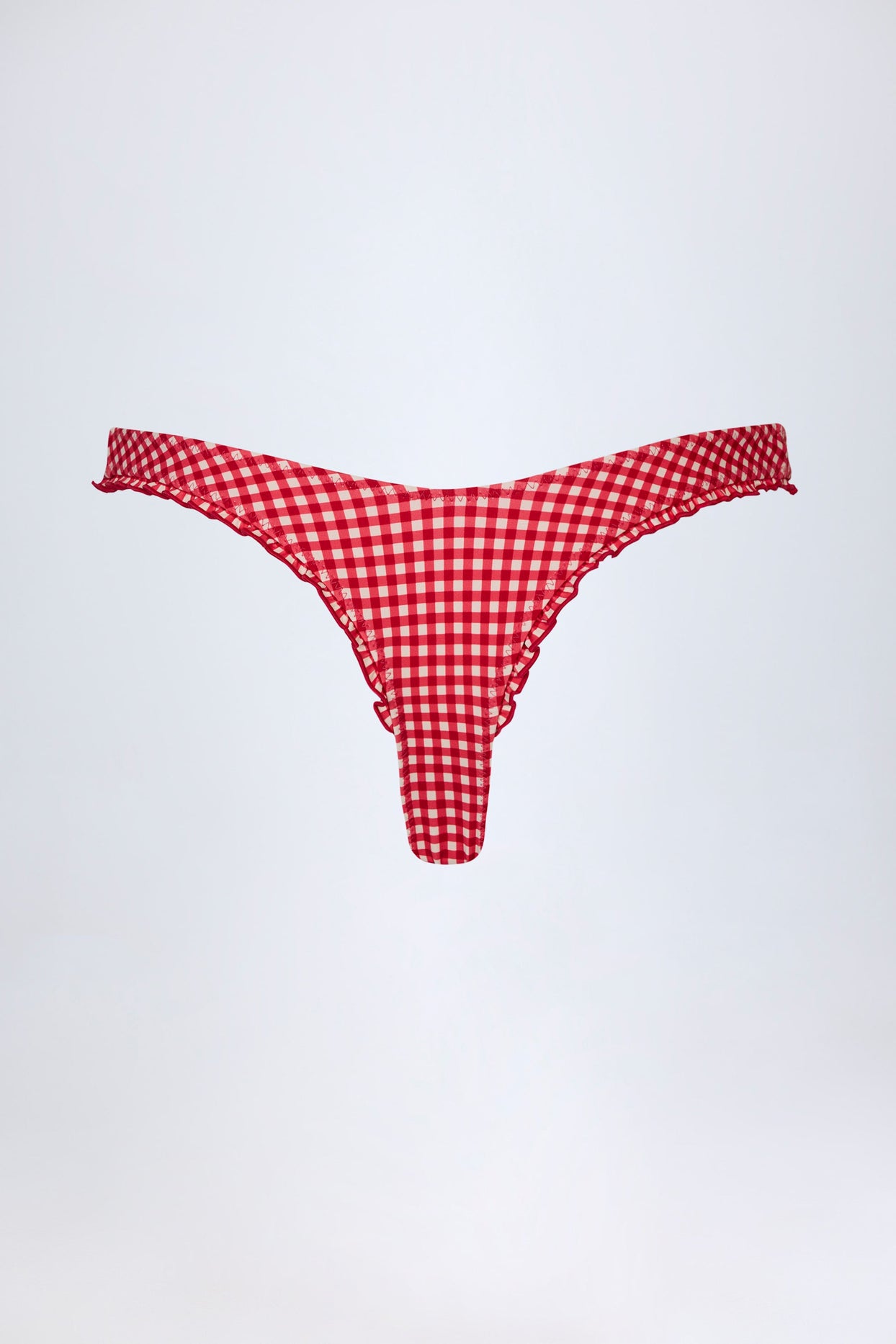 Ruffled Cheeky Bikini Bottoms in Red Gingham - 4