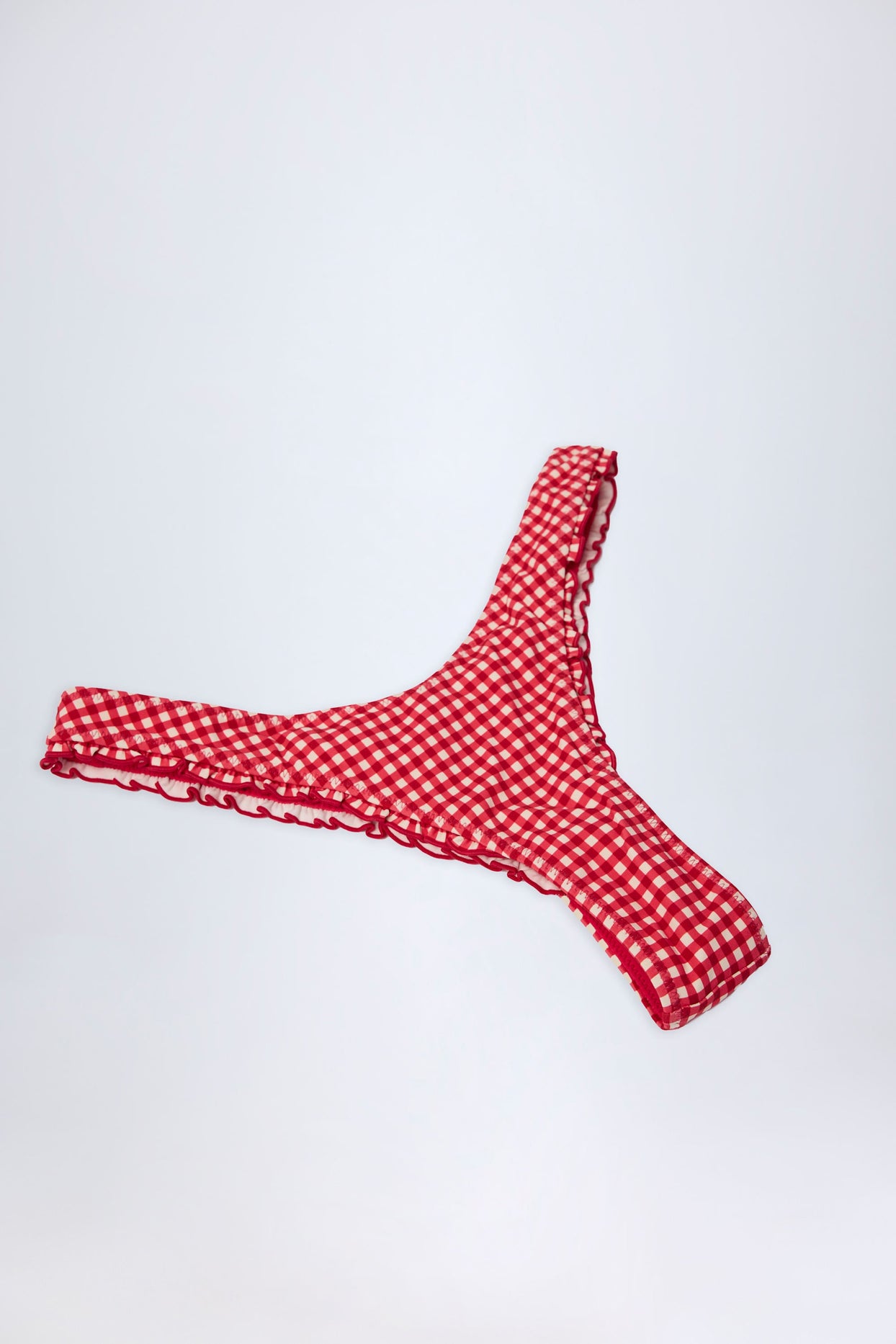 Ruffled Cheeky Bikini Bottoms in Red Gingham - 5