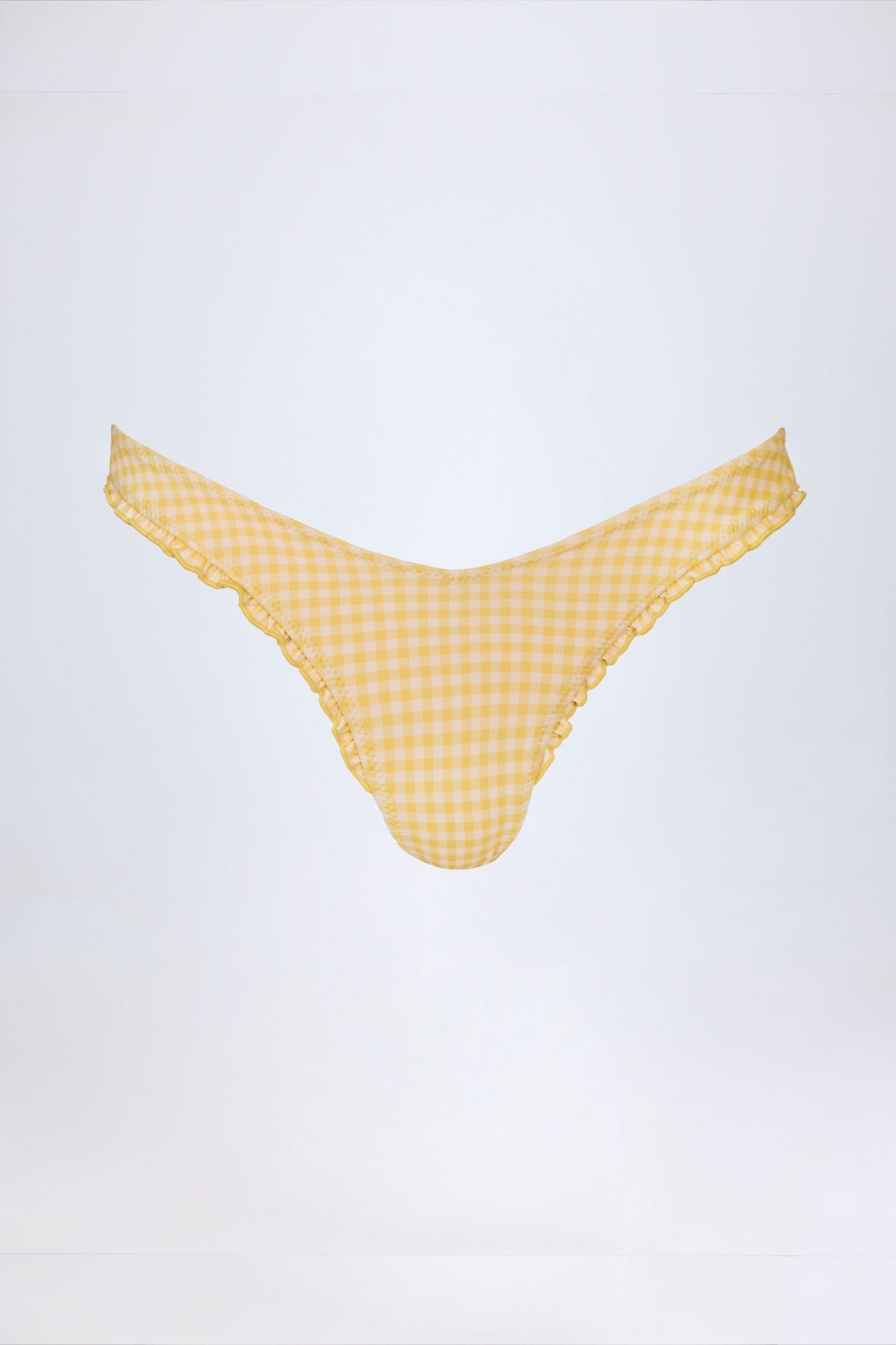 Ruffled Cheeky Bikini Bottoms in Yellow Gingham