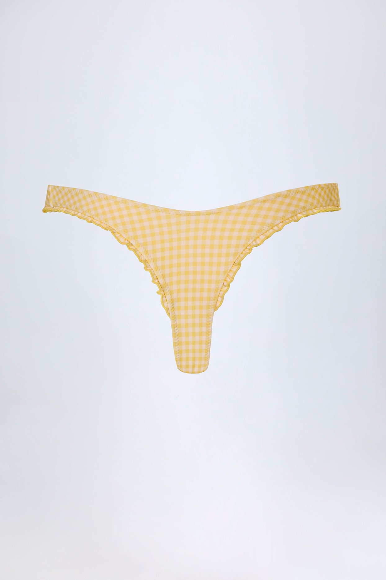 Ruffled Cheeky Bikini Bottoms in Yellow Gingham