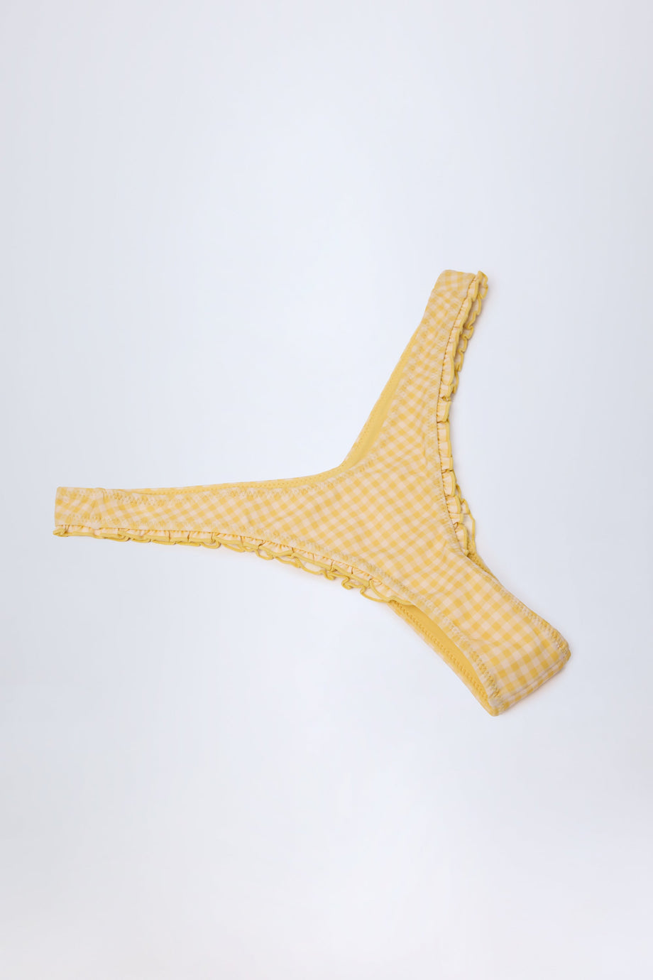 بيكيني سفلي مكشكشة بنقشة مربعات صفراء