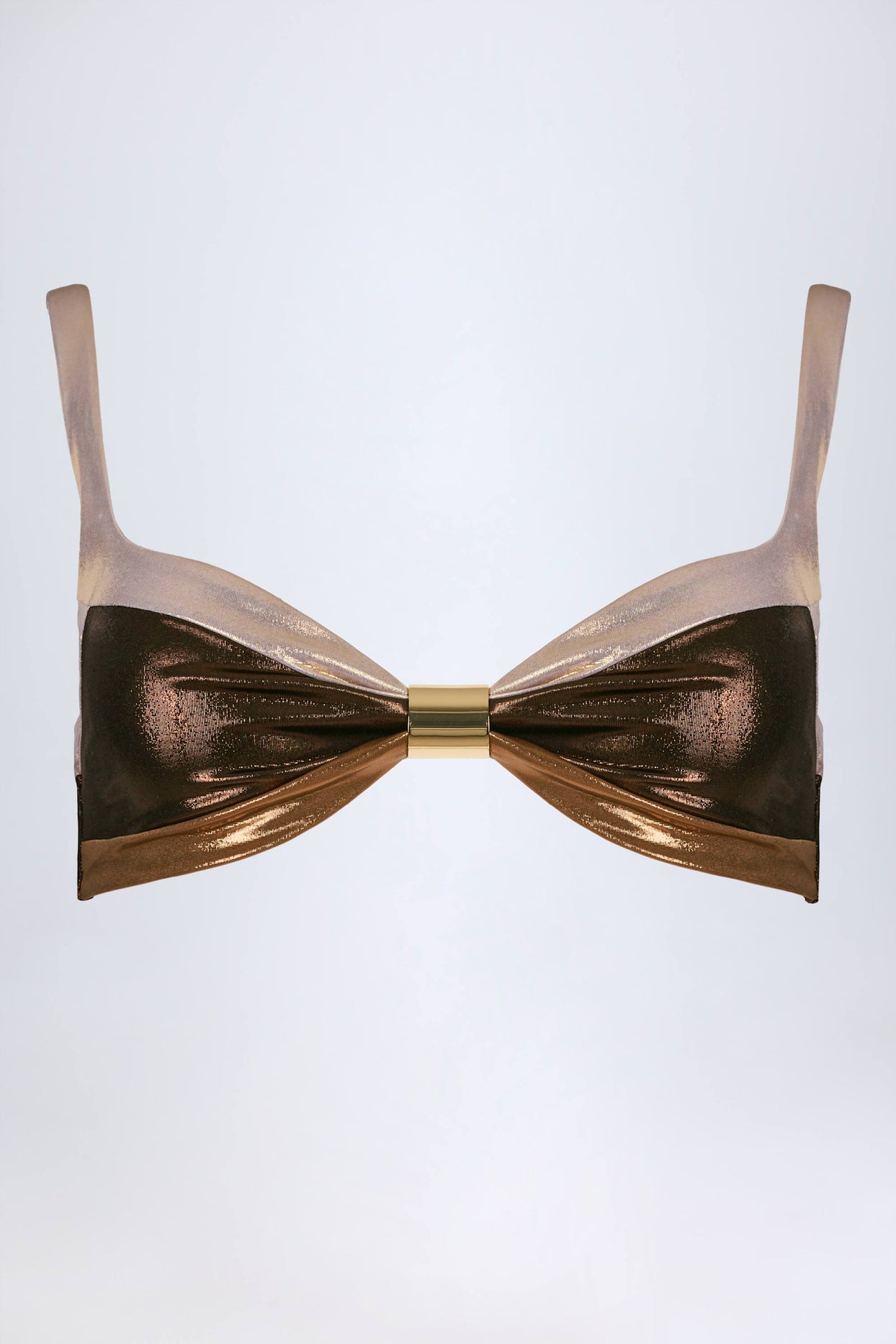 Ruched Bikini Top in Bronze Gold