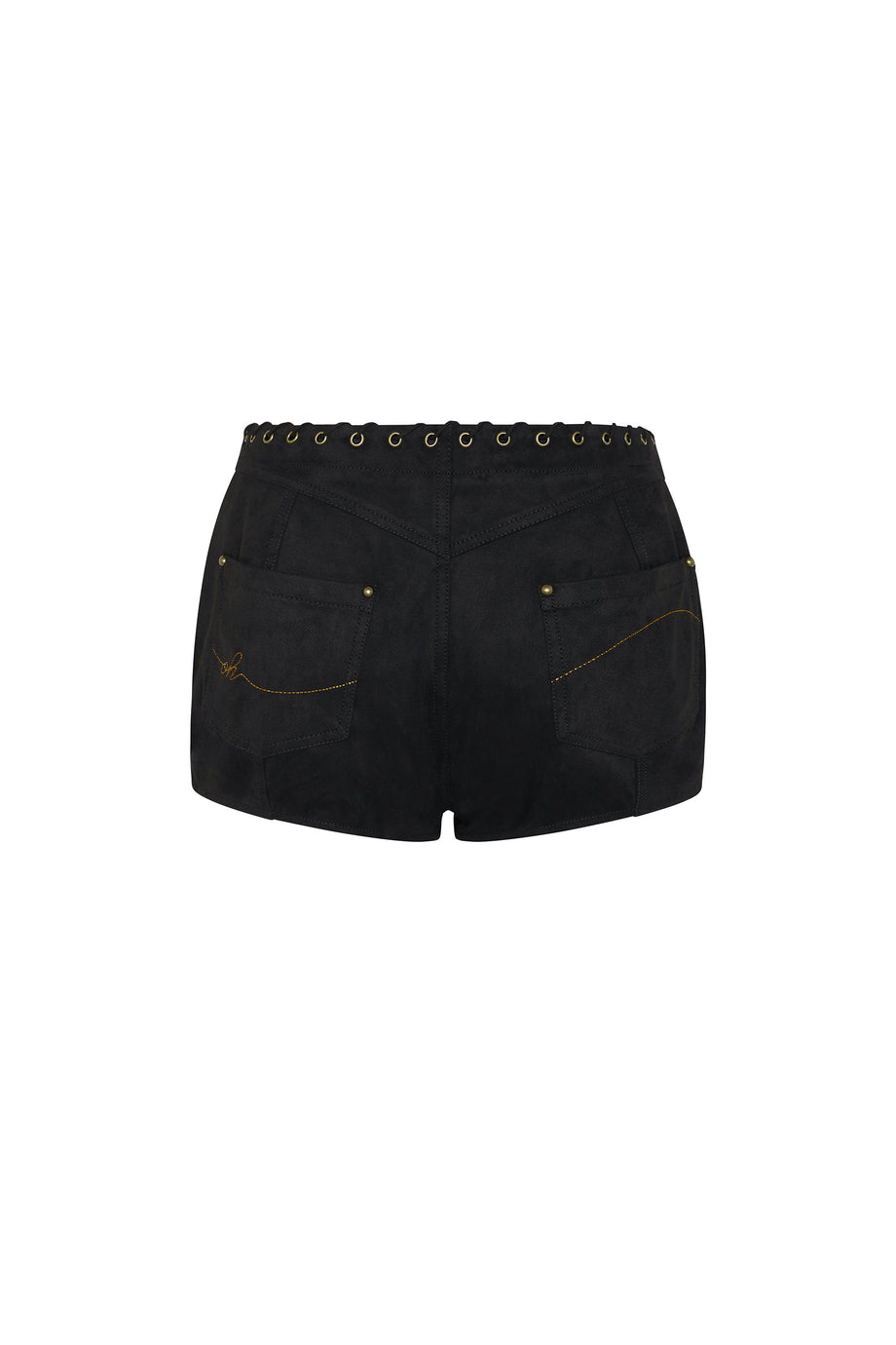 Lace-Up Mid-Rise Shorts in Black