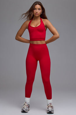 Petite Define Luxe High-Waist Leggings in Cherry Red